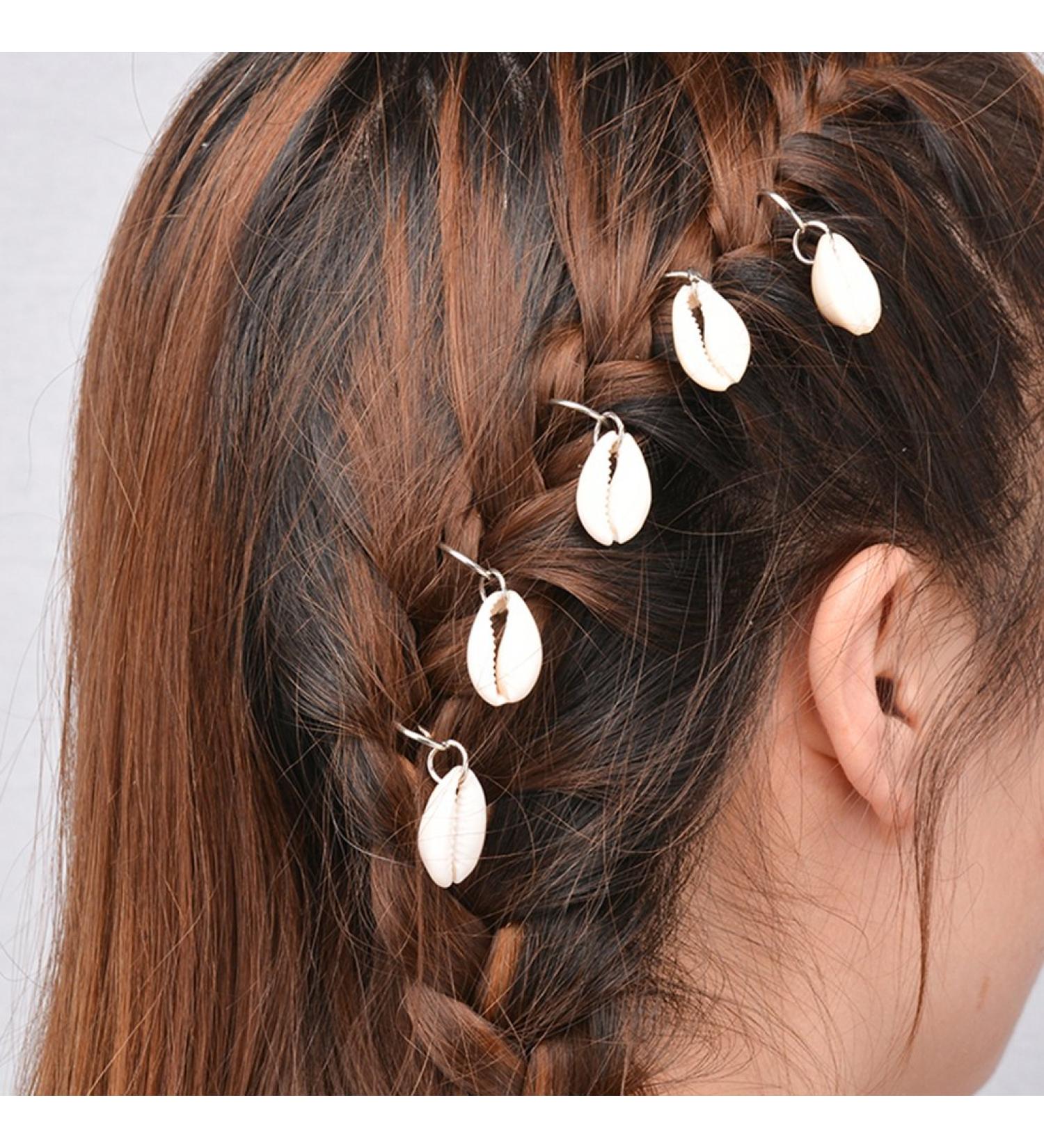 Bodhi2000 20 hair rings/hair clips for women and girls with hand cross mussel leaf fans hair accessories for braids Silver Shell