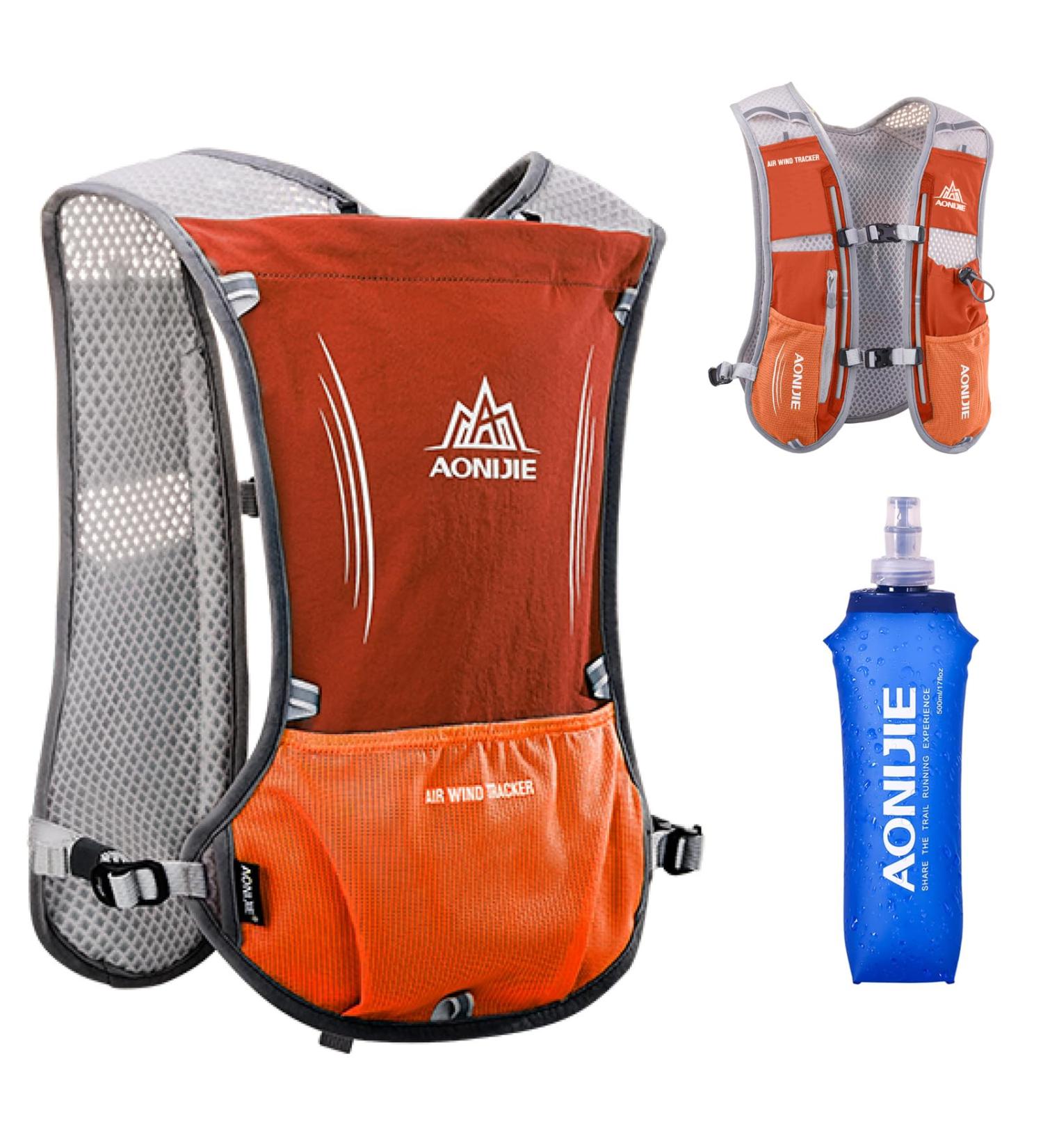 Azarxis 5L Ultra-Light Drinking Bag & Hydration Pack for Running Jogging Hiking - Trail Running Backpack with 500ml Soft Flask (Orange) - Buy Online on GoSupps.com