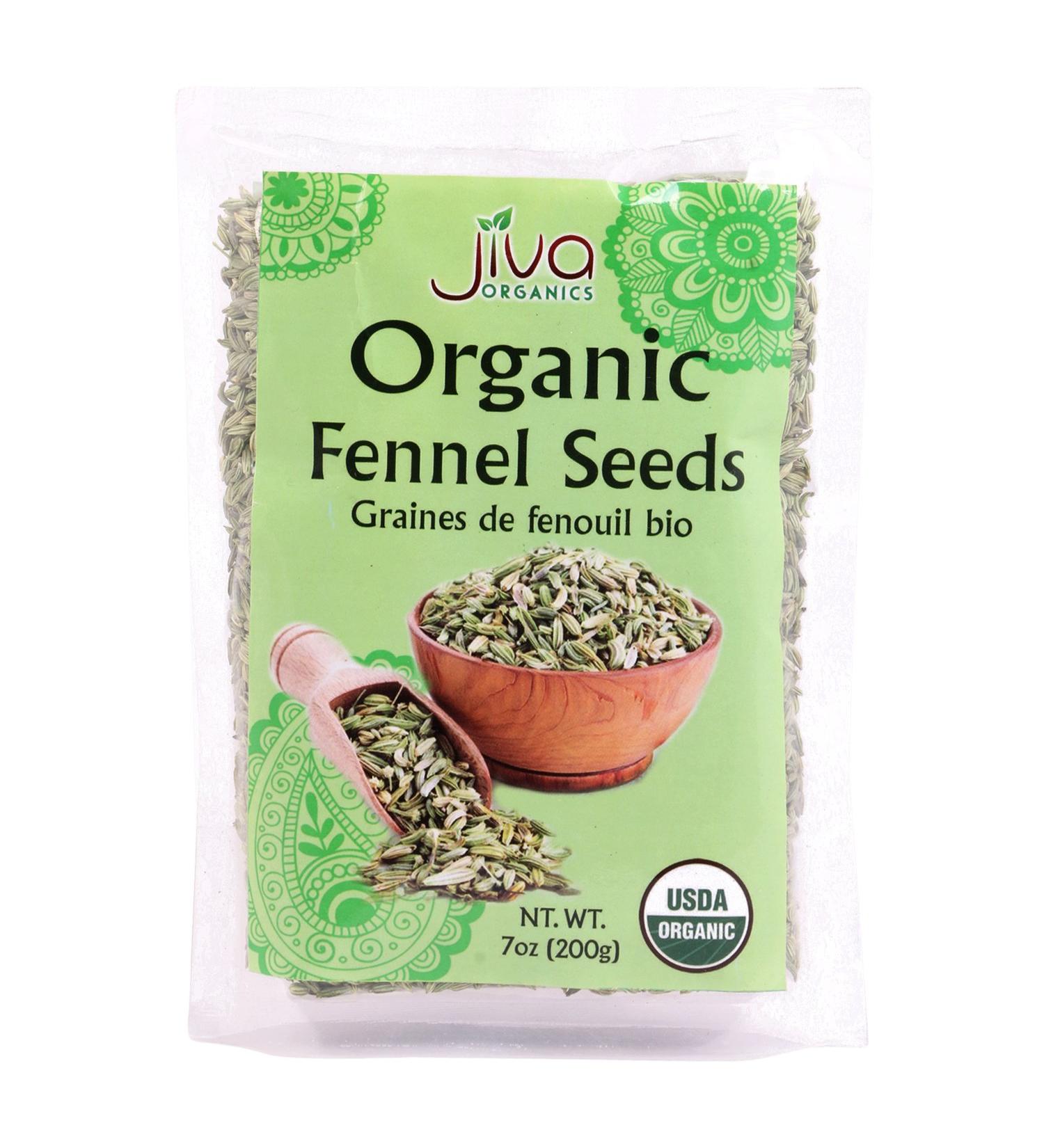 Jiva USDA Organic Fennel Seeds 7oz - Resealable Bag - 7 Ounce (1 Pack) - Buy Online on GoSupps.com