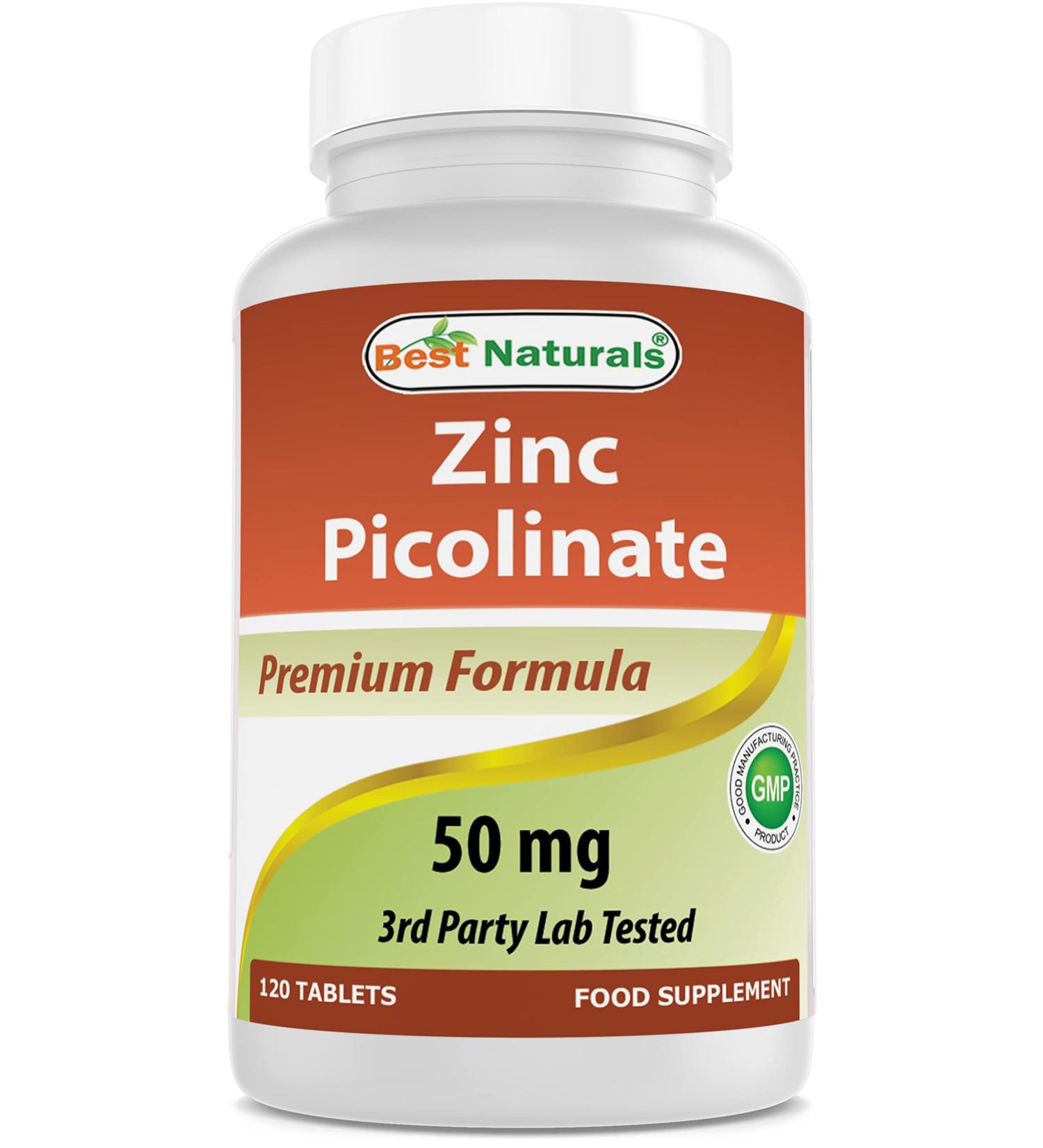 Best Naturals Zinc 50mg Picolinate Supplements - Immune Support for Adults - 120 Tablets - Buy Online on GoSupps.com