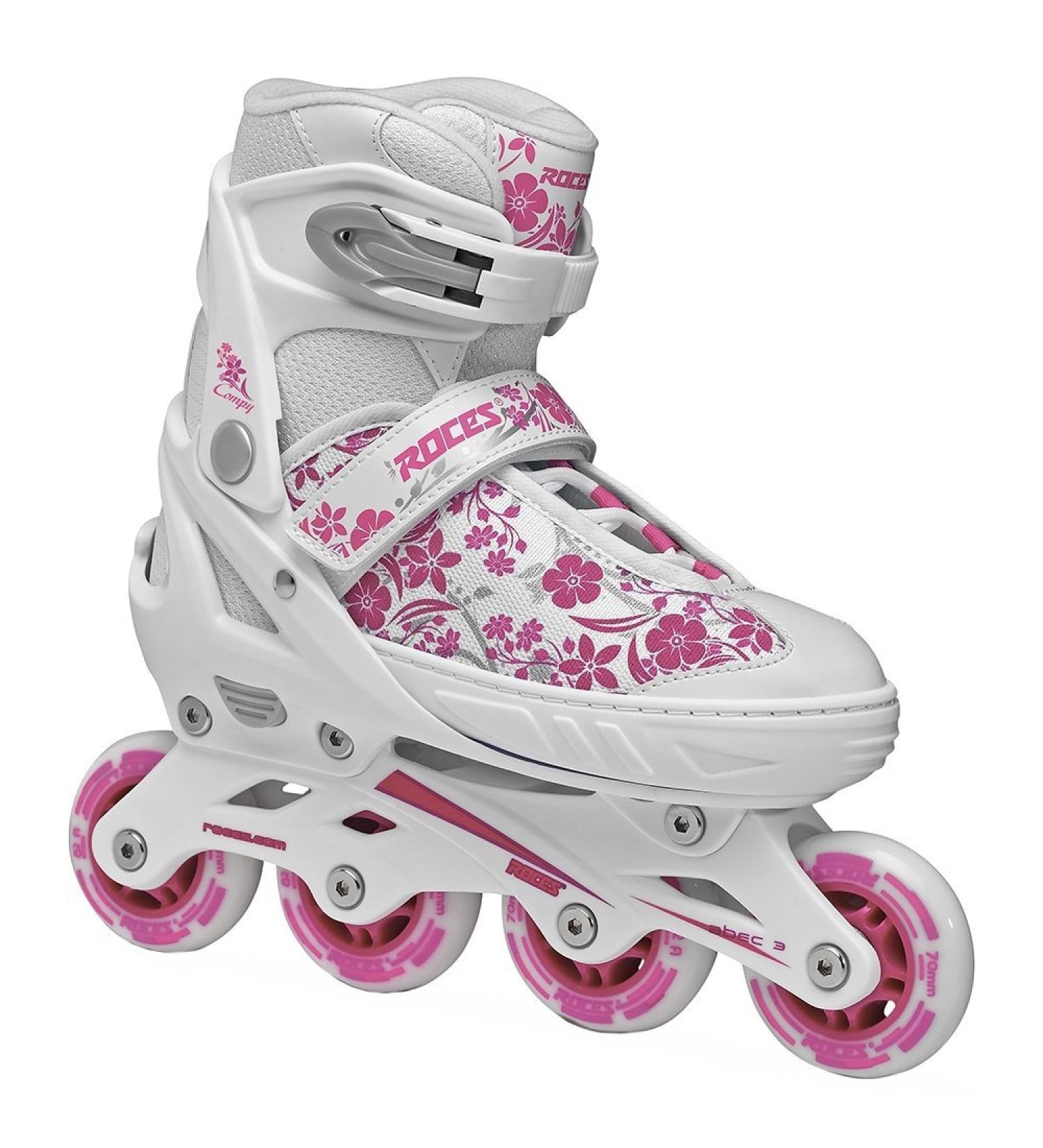 Roces Roces 400809 Women's Model Compy 8.0 Adjustable Inline Skate, White/Violet White/Violet US 5-8