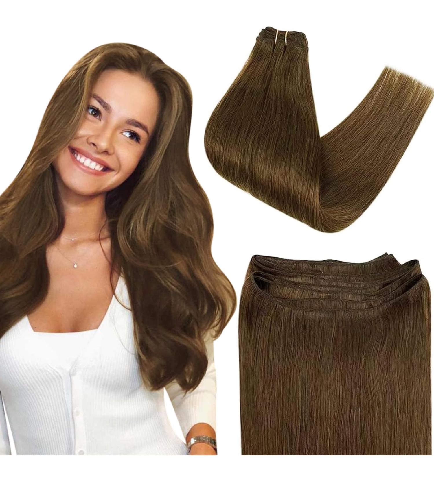 Easyouth Medium Brown Double Weft Human Hair Extensions 20 Inch 100g - #4 Brown Sew-in Extensions - Buy Online on GoSupps.com
