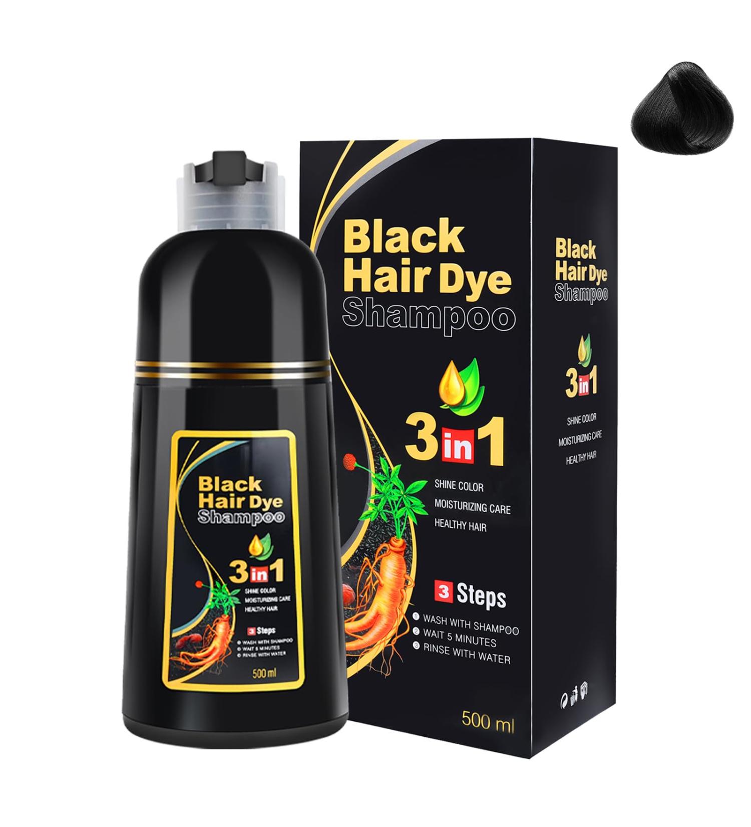 MEIDU Black Hair Dye Shampoo 3in1 black hair color shampoo can cover gray hair herbal ingredients natural hair color shampoo contains ginseng extract natural hair coloring - Buy Online on GoSupps.com