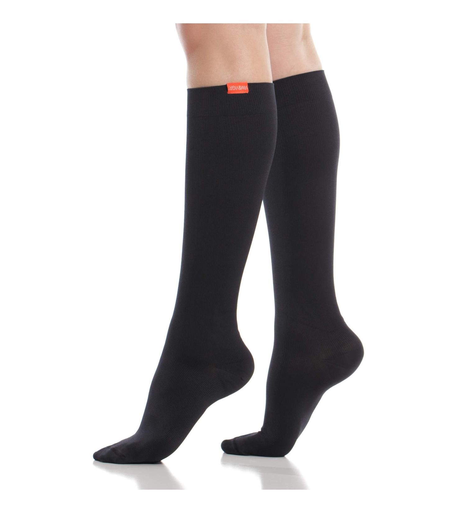 VIM & VIGR Merino Wool Compression Socks 15-20 mmHg for Women & Men - Solid Black Medium/Large (2 Pack - Buy Online on GoSupps.com