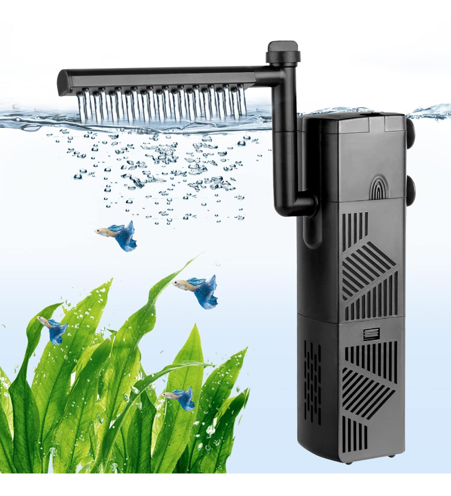 Hygger 600L/H Aquarium Filter - 10W Turtle Filter with Adjustable Flow & Ceramic Balls for 60-120L Tanks - Buy Online on GoSupps.com
