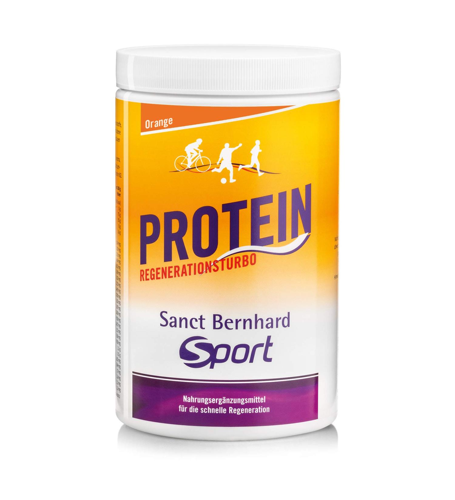 Sanct Bernhard Sport Proteindrink Regeneration Turbo Orange - 725g High-Quality Whey Protein Powder Carbohydrates & Minerals for Optimal Recovery - Buy Online on GoSupps.com