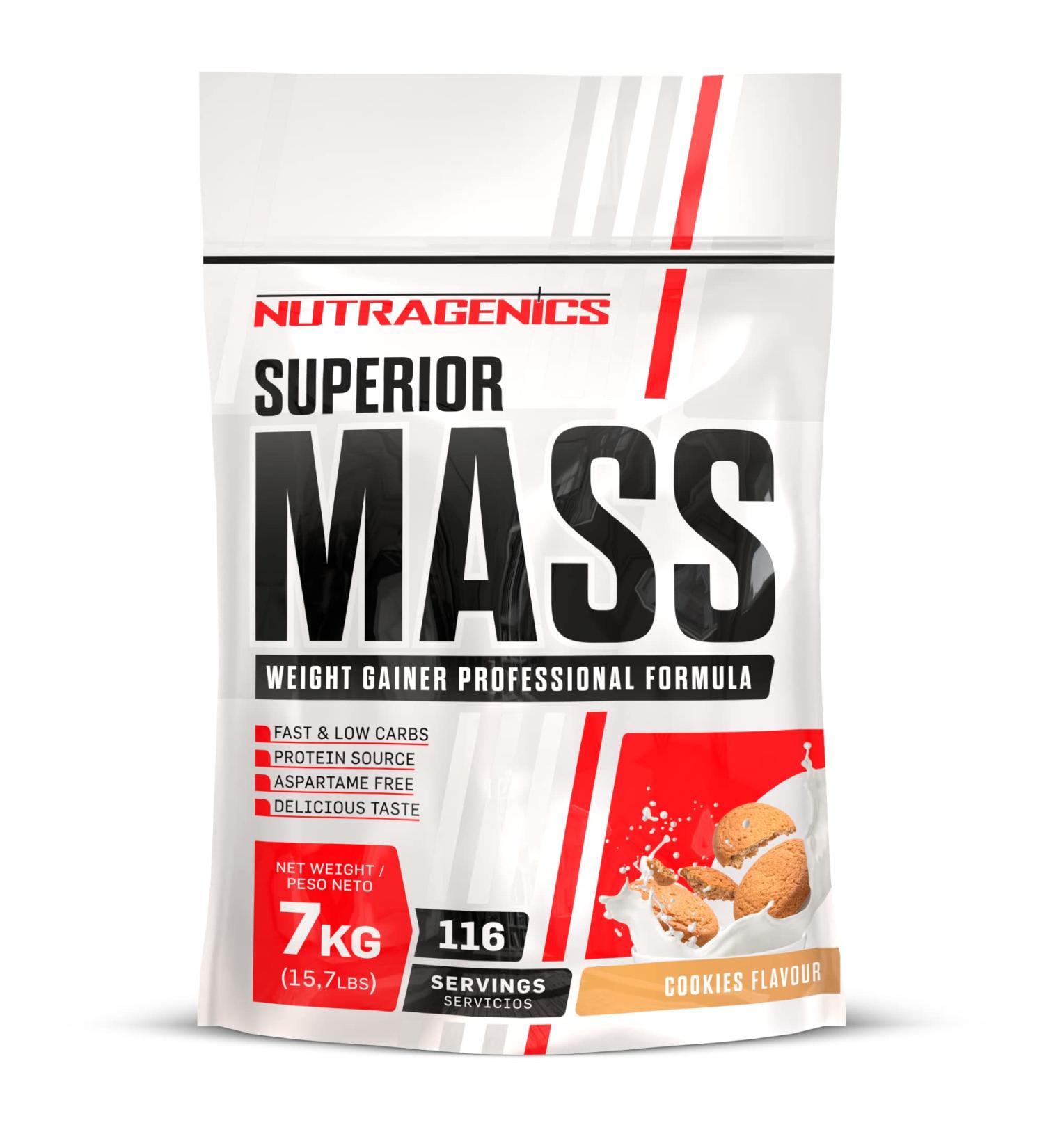 Nutragenics Superior mass 7 kg weight gain and muscle mass mass regainer for weight gain muscle gainer gainer with carbohydrates gallette Cookie