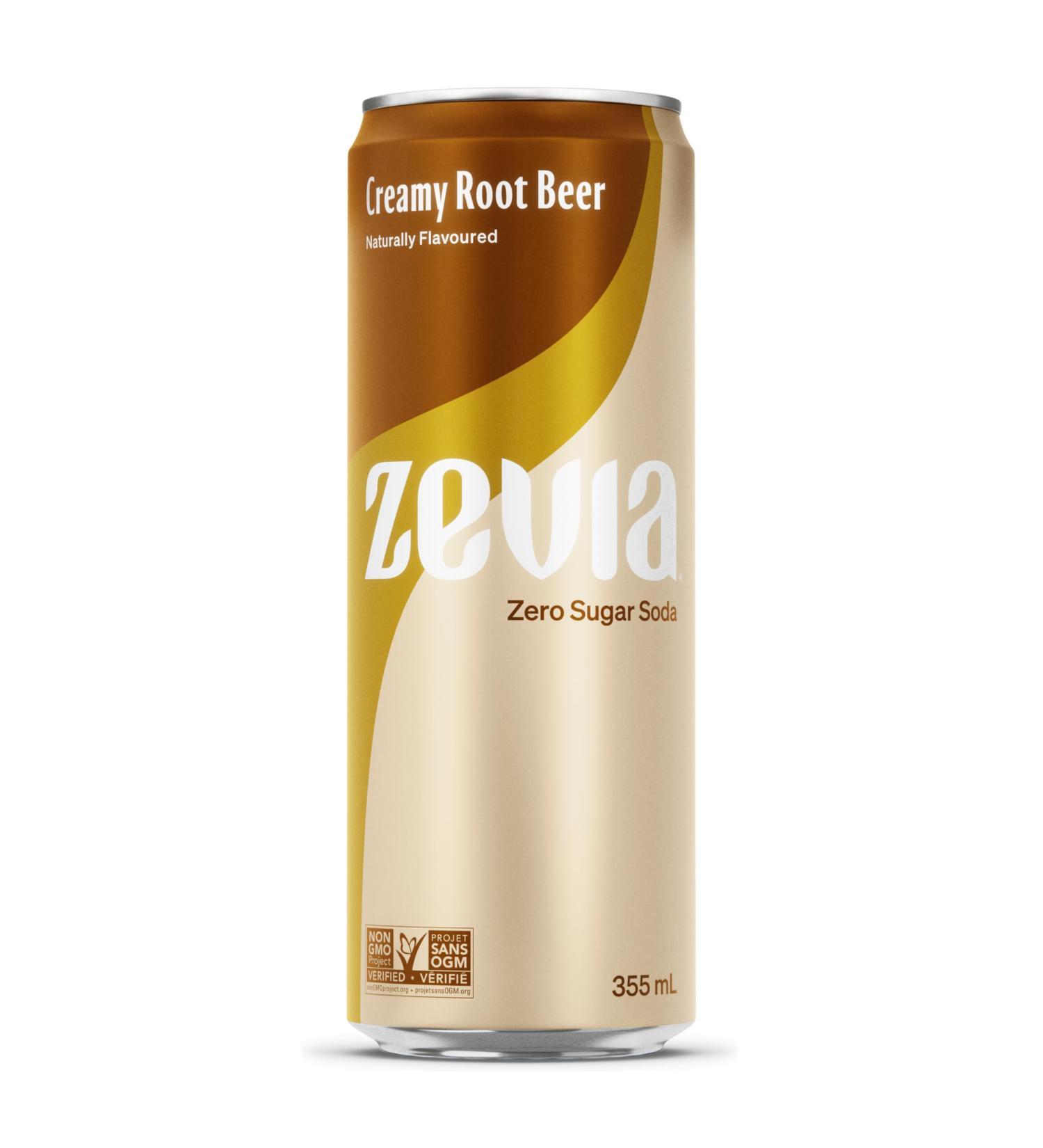 Zevia Zero Sugar Creamy Root Beer Soda 355 mL Cans (Pack of 12) Creamy Root Beer 355 mL (Pack of 12)