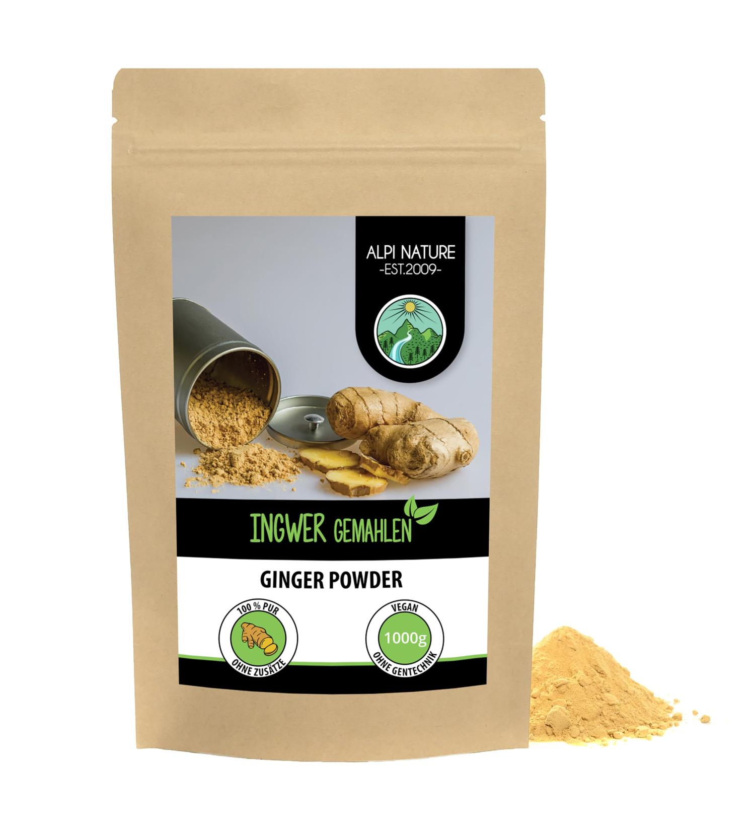 Buy 100% Natural Ginger Powder 1kg - Vegan Additive-Free Gently Dried & Ground Ginger Root - Buy Online on GoSupps.com