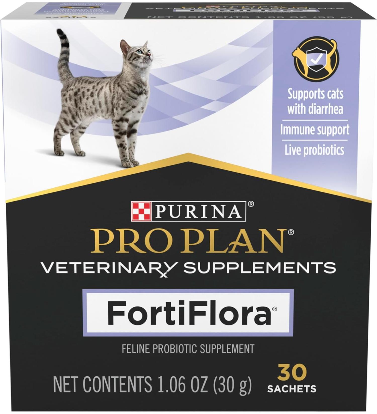 Purina Fortiflora Cat Probiotic Powder Supplement Pro Plan Veterinary Supplements Probiotic Cat Supplement