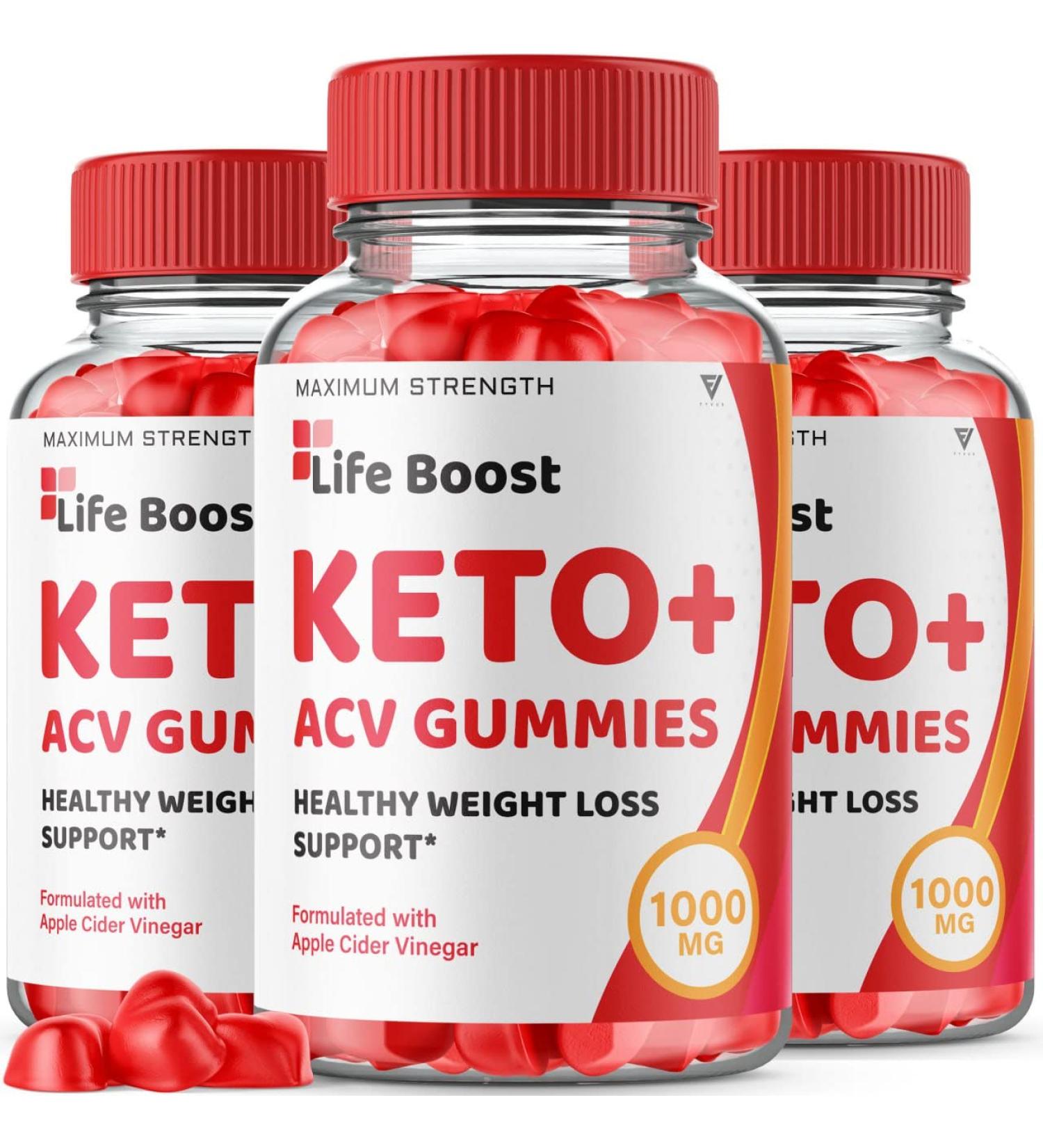 (3 Pack) Life Boost Keto ACV Gummies - Advanced Weight Loss Supplement with Apple Cider Vinegar, Folate, and Beetroot - 180 Gummies - Buy Online on GoSupps.com