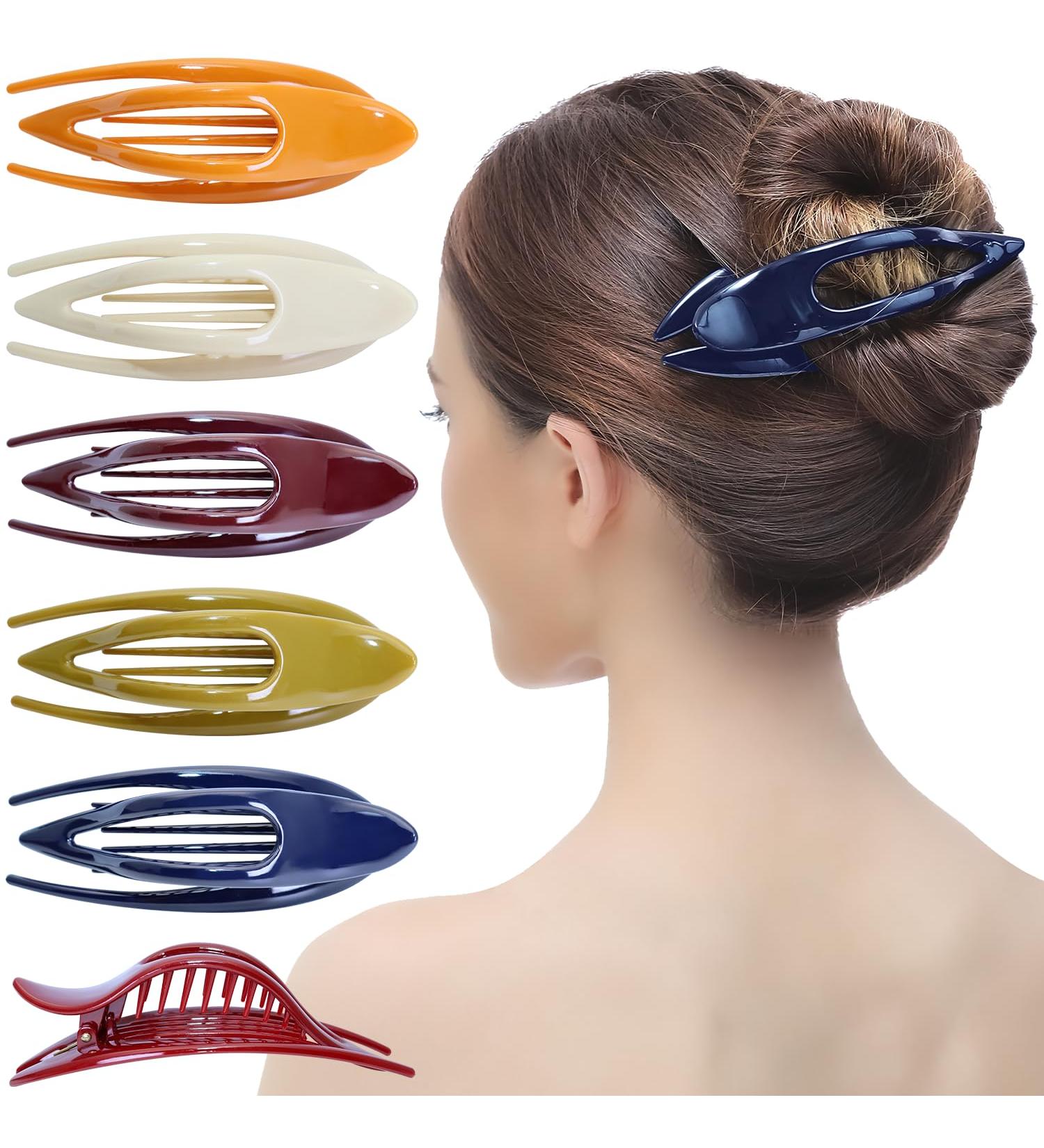 RC Roche 6-Piece French Hair Clips - High-Quality Curved Hair Clamps for Women & Girls | Solid Hold No Slide Classic Medium Style - Buy Online on GoSupps.com