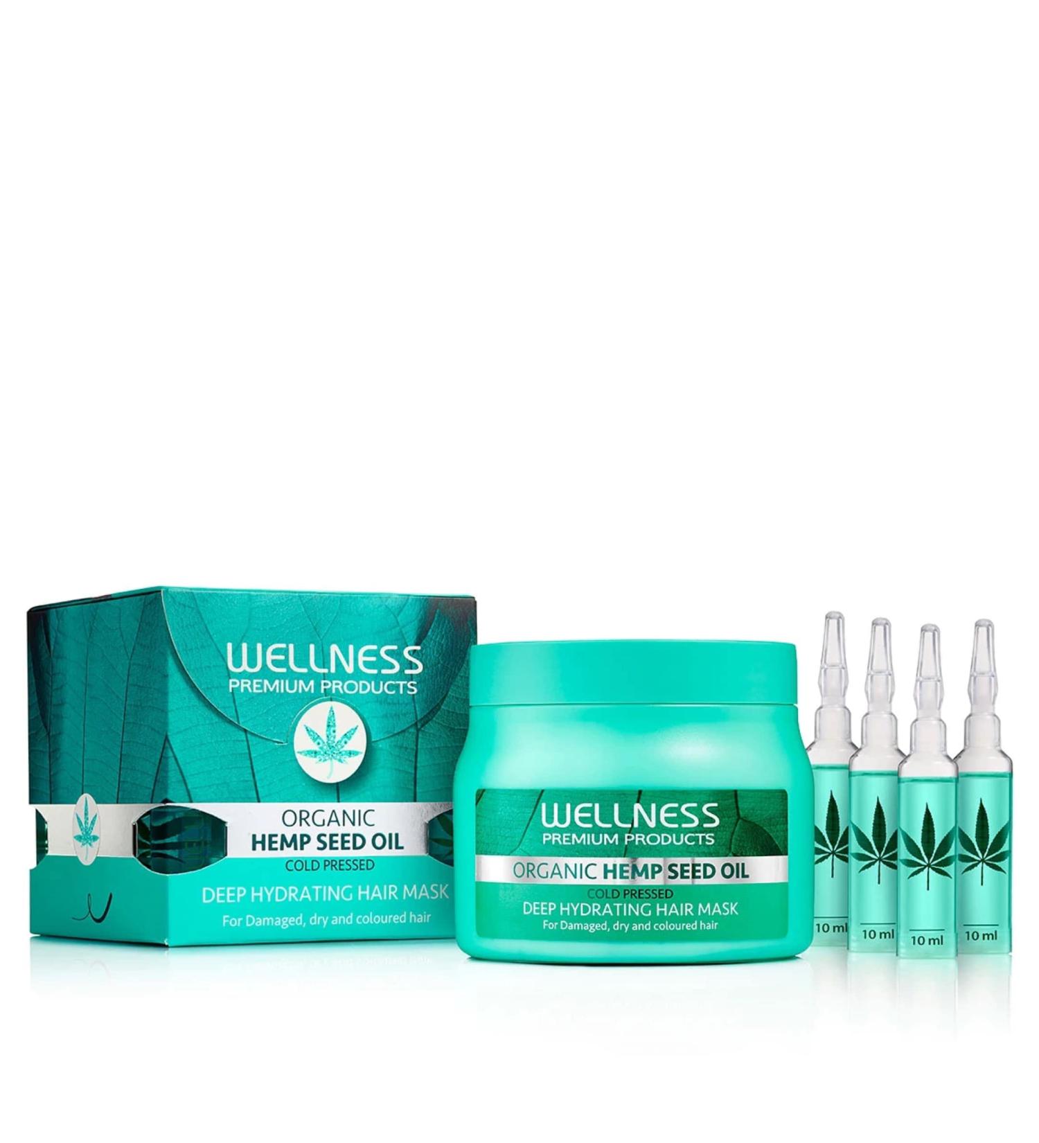 Wellness Premium Products Organic Hemp Seed Oil - Deep Hydrating Mask & Ampoule Treatment (500ml)