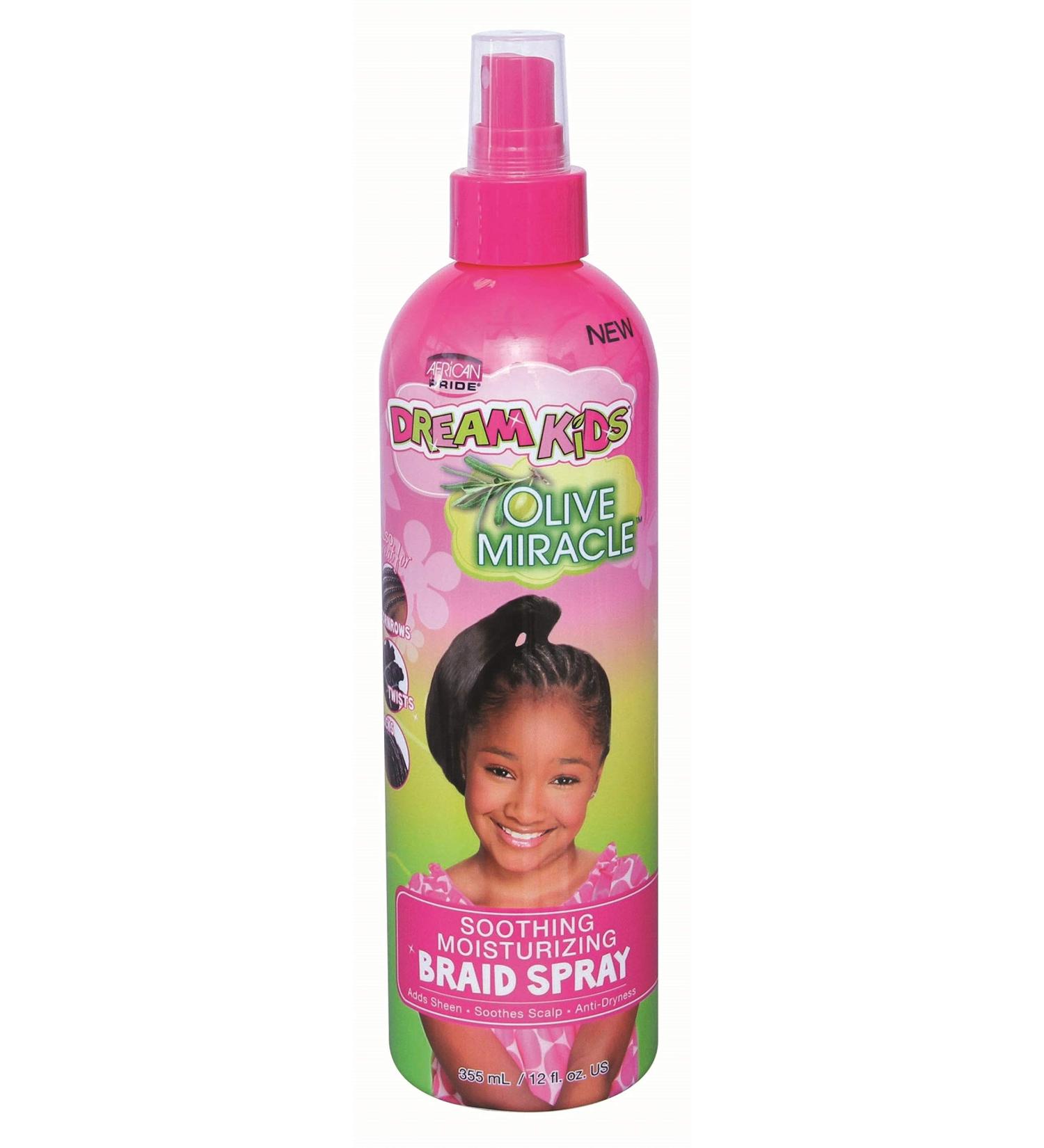 African Pride Dream Kids Olive Miracle Soothing Moisturizing Braid Spray 12 oz (Pack of 2)