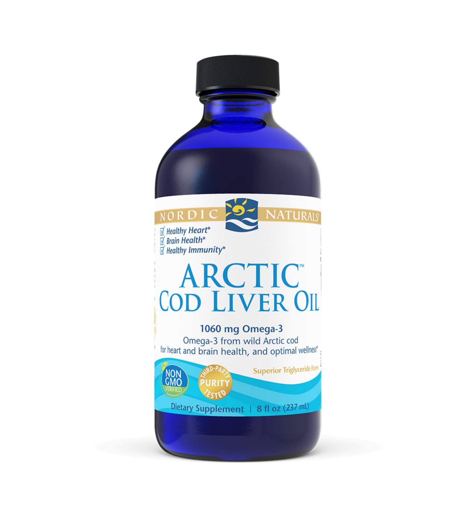 Nordic Naturals Arctic Cod Liver Oil 8 fl oz - Premium Omega-3 Supplement - Buy Online on GoSupps.com