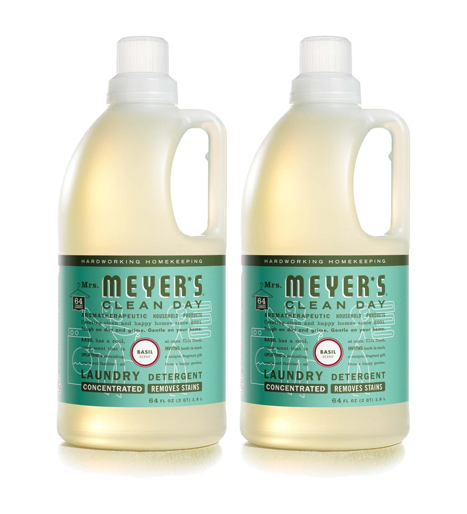 Mrs. Meyer's Liquid Laundry Detergent - Biodegradable, Cruelty-Free, Basil Scent, 64 oz (Pack of 2) - 128 Loads - Buy Online on GoSupps.com