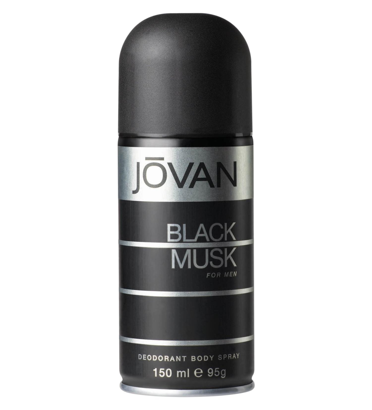 Jovan Black Musk Deodorant Spray 5.1oz (150ml) 1 Count (Pack of 1)