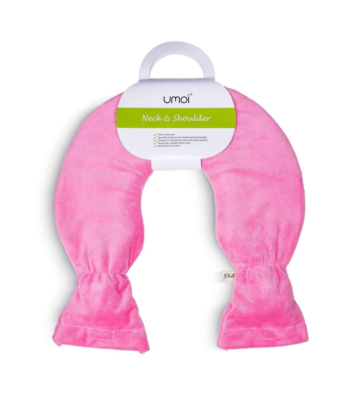 Premium Neck & Shoulder Hot Water Bottle - 2L PVC with Fleece Cover Velcro Fastener BS1970:2012 Certified (Pink) - International Shipping Available - Buy Online on GoSupps.com