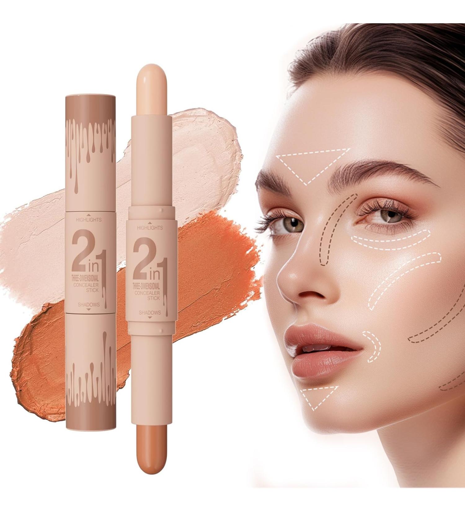 New 2 Colors Professional Makeup Wonder Stick - Face Shaping & Contouring Stick Double-Headed Highlight Contour Stick (#03 1pcs) #03 1 count (Pack of 1) - Buy Online on GoSupps.com