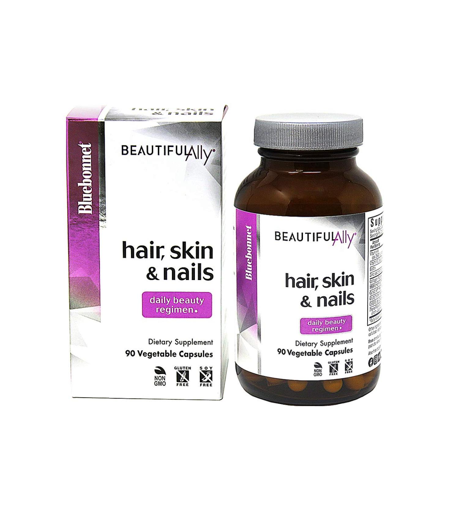 Bluebonnet Nutrition Beautiful Ally Hair Skin & Nails - 90 Vegetable Capsules for Healthy Beauty - Buy Online on GoSupps.com