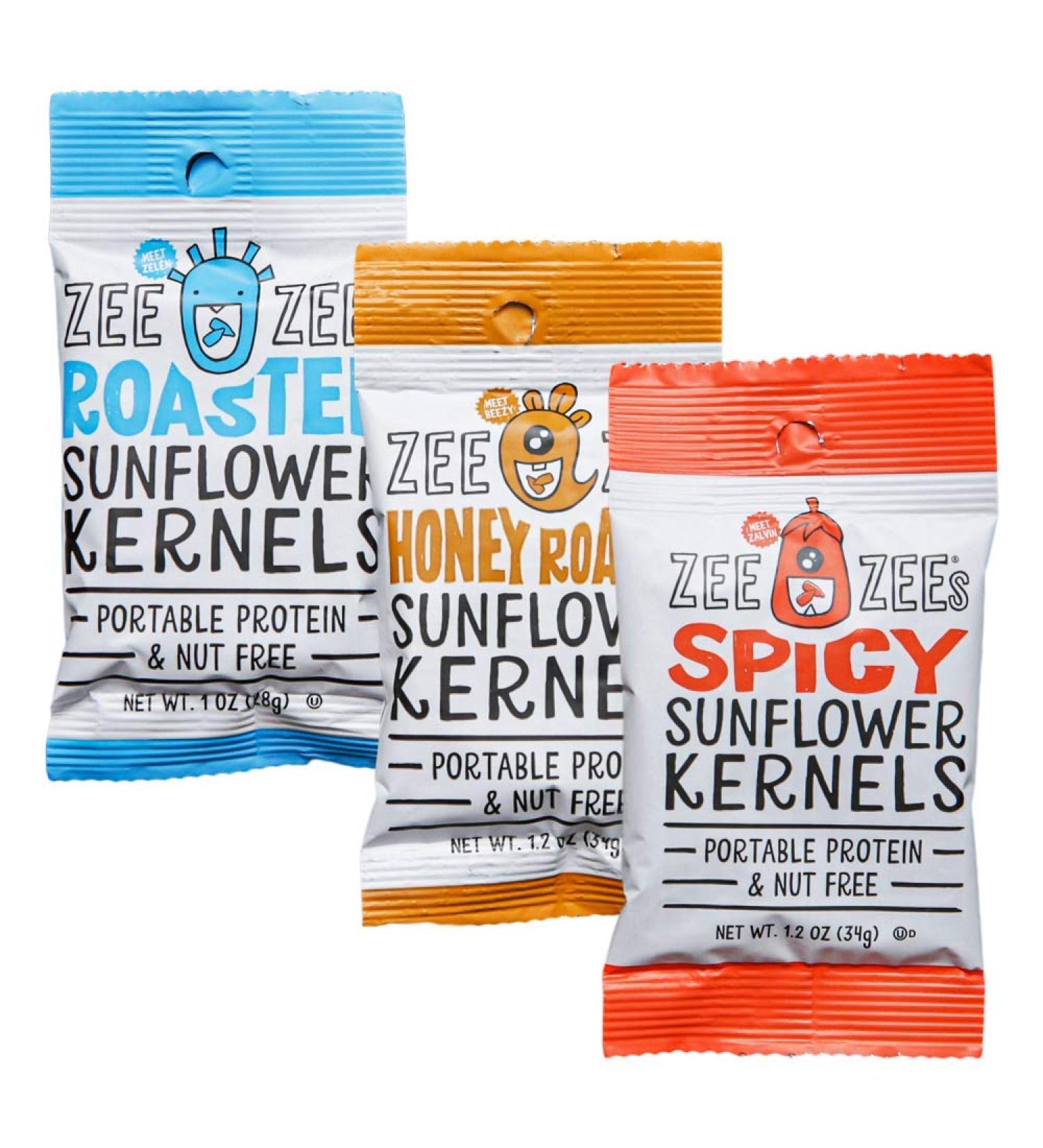 Zee Zees Sunflower Kernels Variety Pack - Honey Roasted, Roasted Salted, Spicy - 48 Pack, 1 oz Each - Plant Protein Snack Pack - Buy Online on GoSupps.com