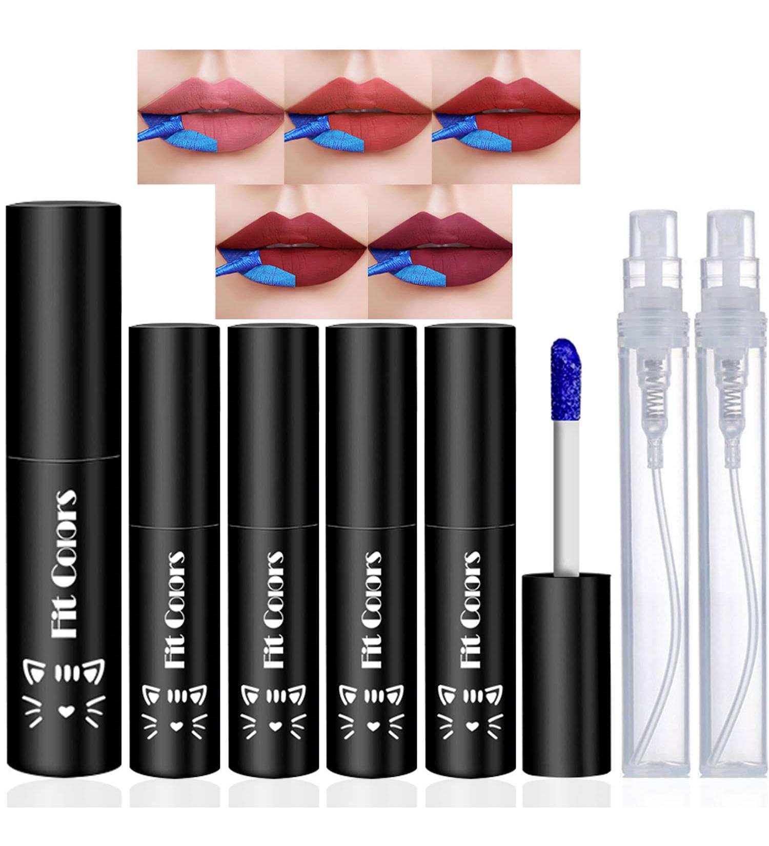 LemonSac Lip Stain Set | Peel Off Lip Tint & Waterproof Lipstick | Long Lasting Tattoo Color Gloss | Non-stick Cup Makeup Kit for Women & Girls | 5 Colors with 5ML Spray Bottle - Buy Online on GoSupps.com