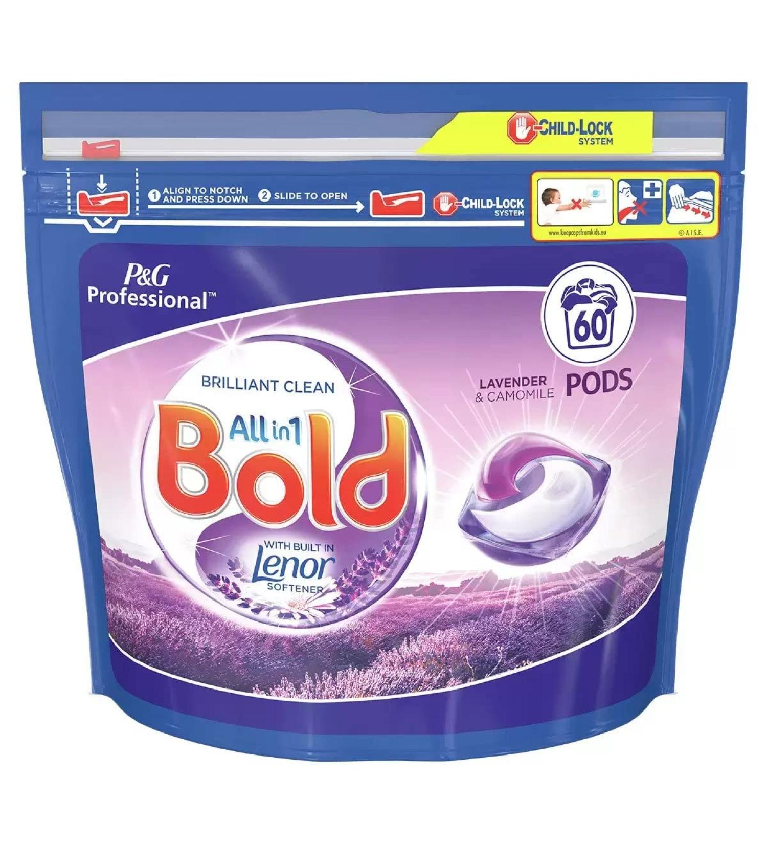 Bold All in One Pods with built in Lenor softener Lavender & Camomile 60 Count Lavender 60 Count (Pack of 1)
