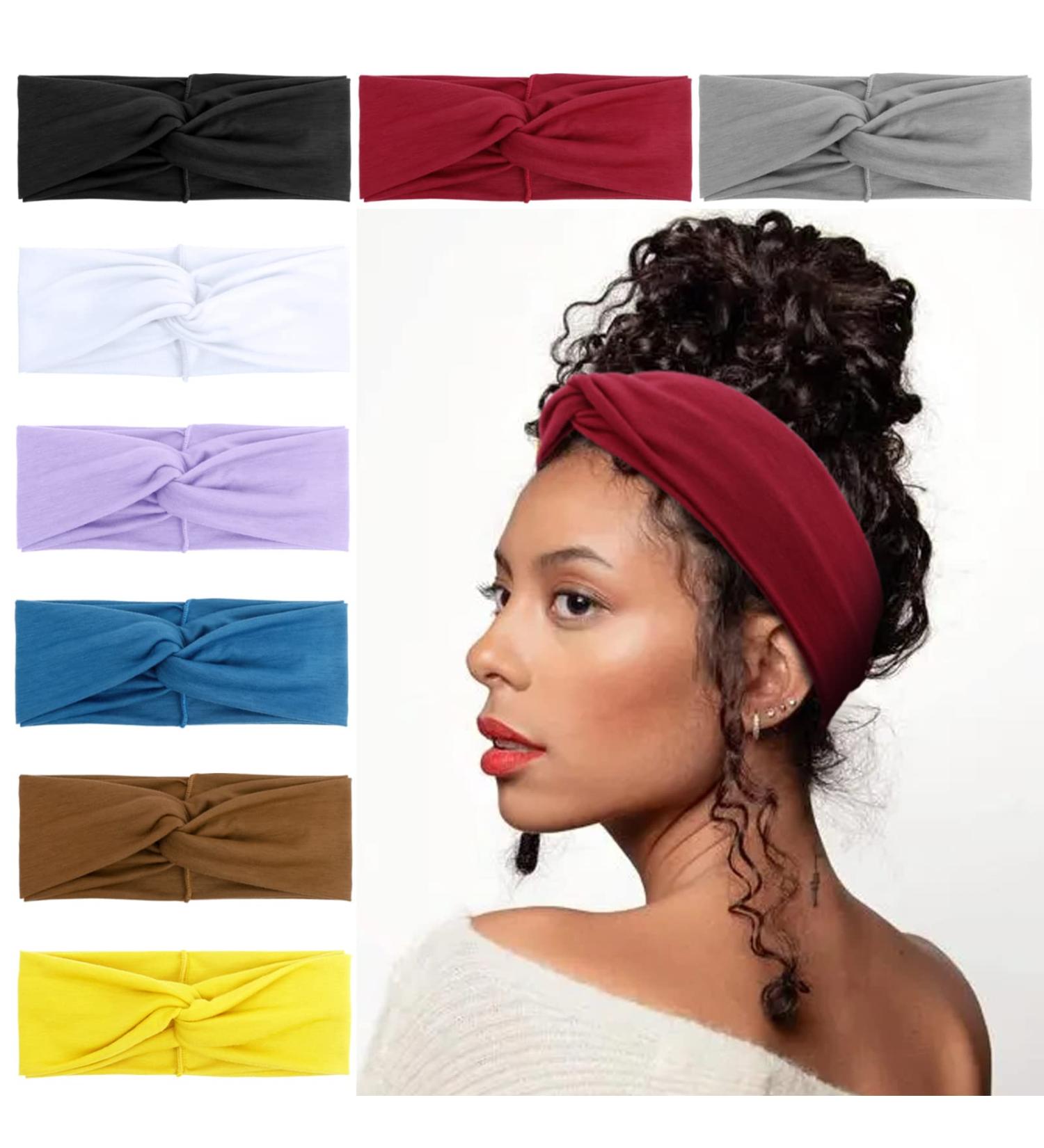 Huachi Non Slip Headbands for Women & Girls - 8 Pack Twisted Knot Hairbands - Workout Hair Accessories in Solid Colors - Buy Online on GoSupps.com