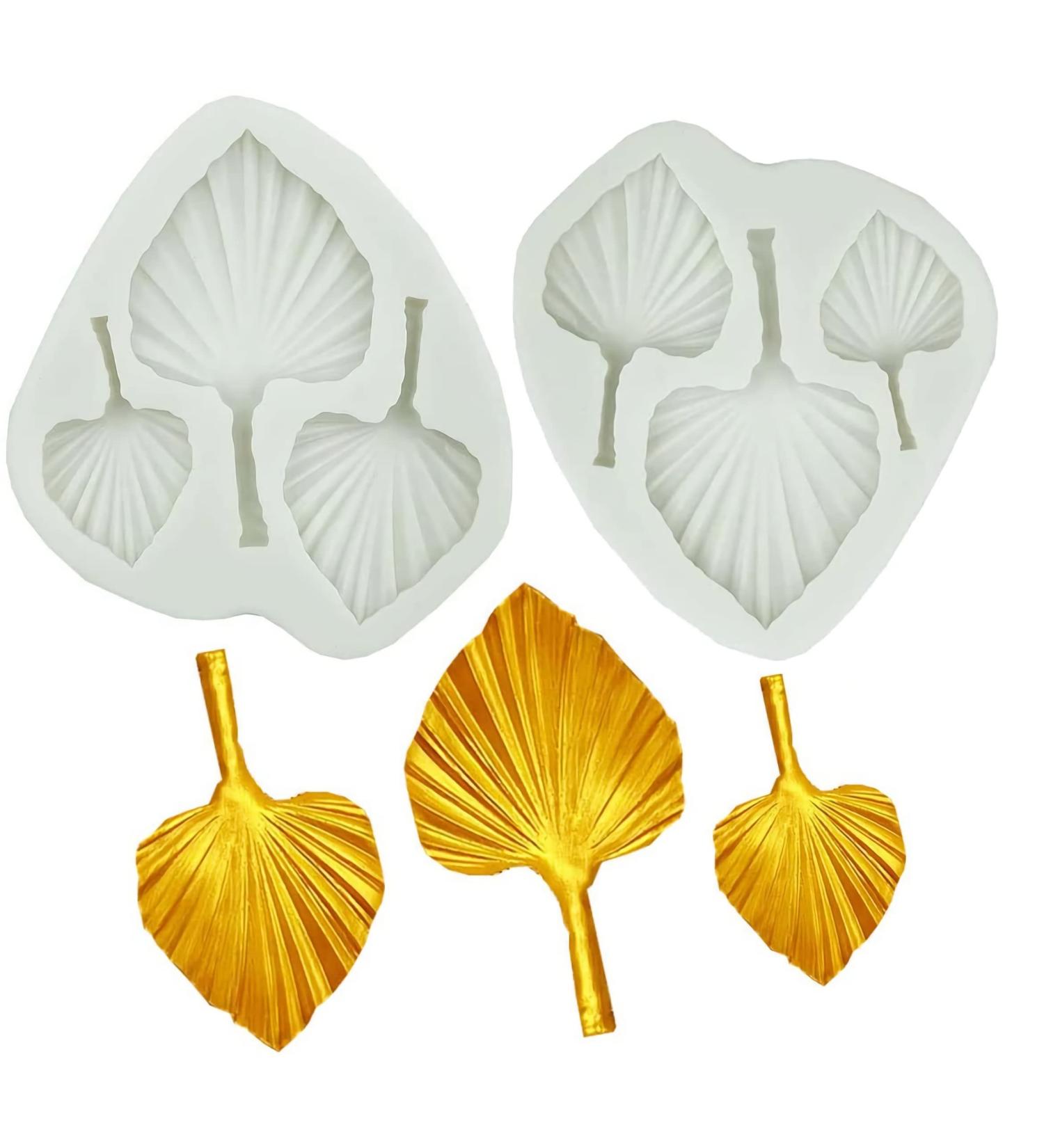 2pcs Qoadwem Clay Mold - Small Palm Leaf Silicone Fondant Chocolate Molds for Crafts & Treats - Buy Online on GoSupps.com