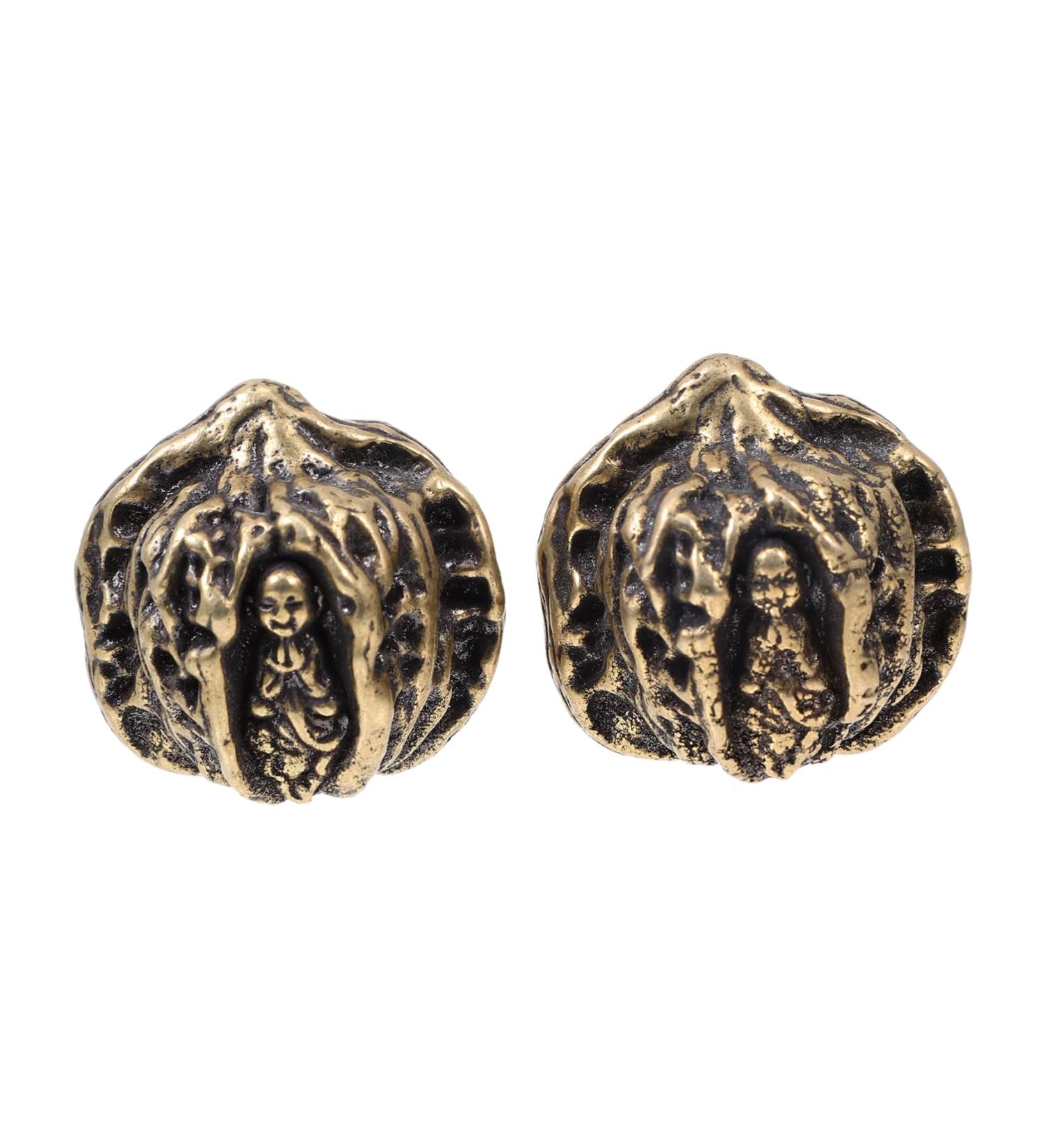 Abaodam 1pair Copper Walnut Retro Home Decor Antique Baoding Balls Decorative Walnut Figurine Office Buddha - Buy Online on GoSupps.com