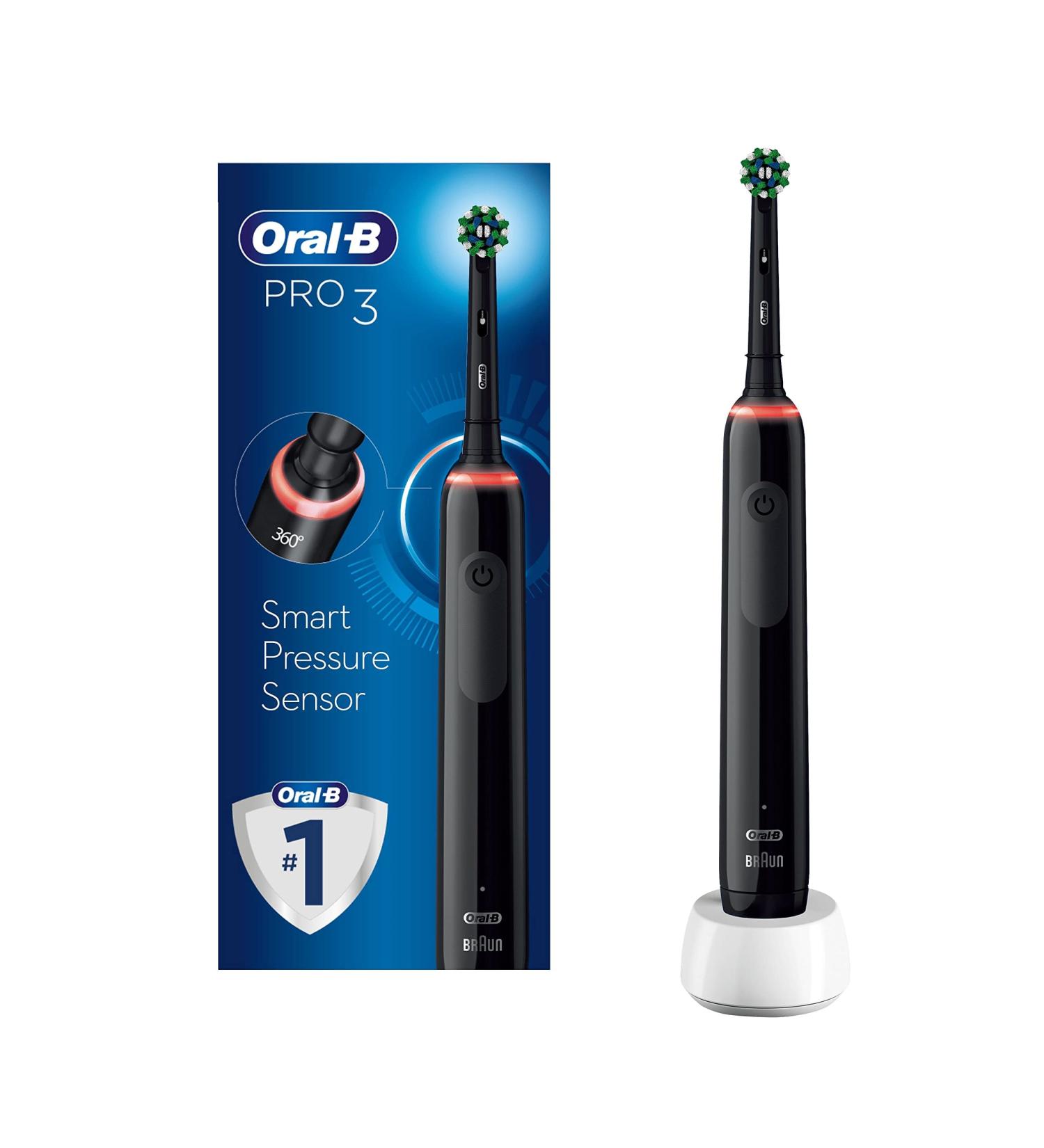 Oral-B Pro 3 Electric Toothbrush - Christmas Gift for Adults | 3 Modes, Teeth Whitening, 1 Cross Action Head | UK Plug 3000 Black - Buy Online on GoSupps.com