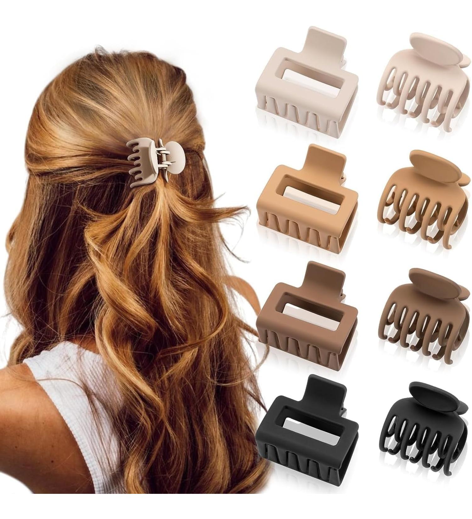 Hair Clips for Women and Girls Double Row 1.6" Small Hair Clips Small Claw Clips for Thin Medium Fine Hair - Nonslip Jaw Clips (Warm Color) 8 - Buy Online on GoSupps.com