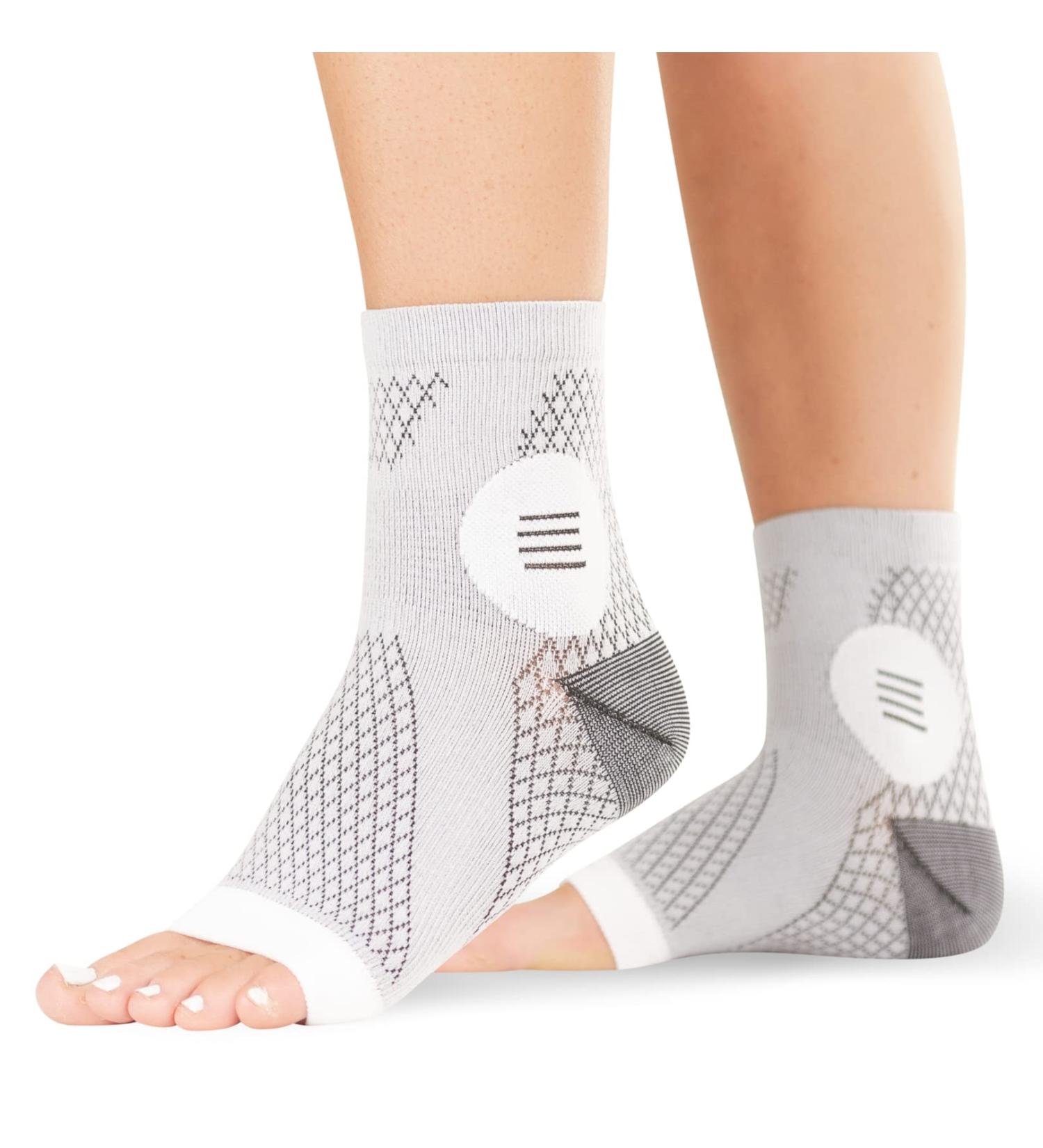 BraceAbility Neuropathy Socks - Peripheral Neuritis Therapy Compression Diabetic Open-Toe Foot Sleeves for Ankle Gout Nerve Damage Pain in Legs and Feet Relief Brace for Men and Women (M - 1 Pair) Medium Grey - Buy Online on GoSupps.com
