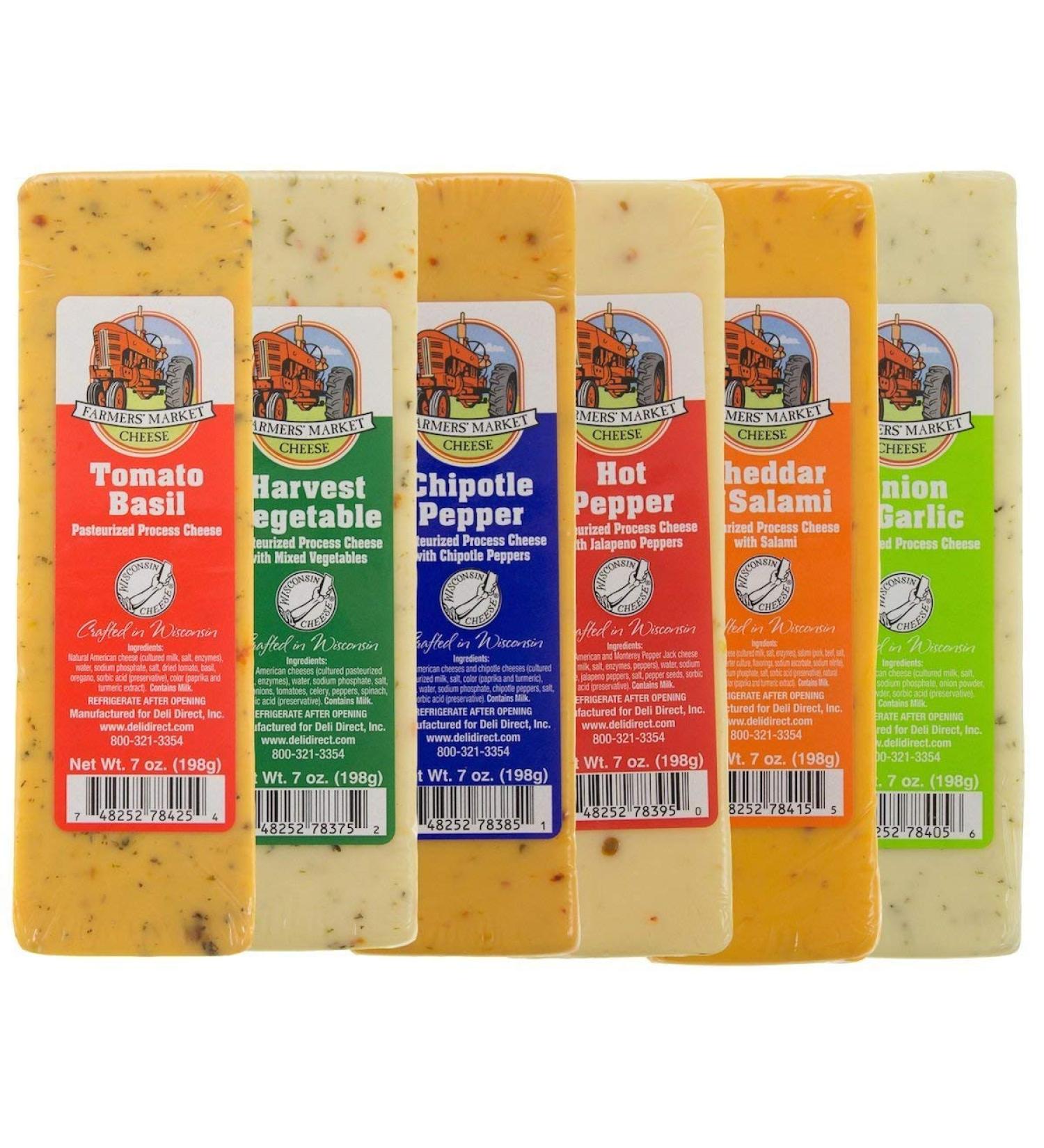 Wisconsin Cheese Blocks - 6 Pack Assorted with New Flavors - Buy Online on GoSupps.com