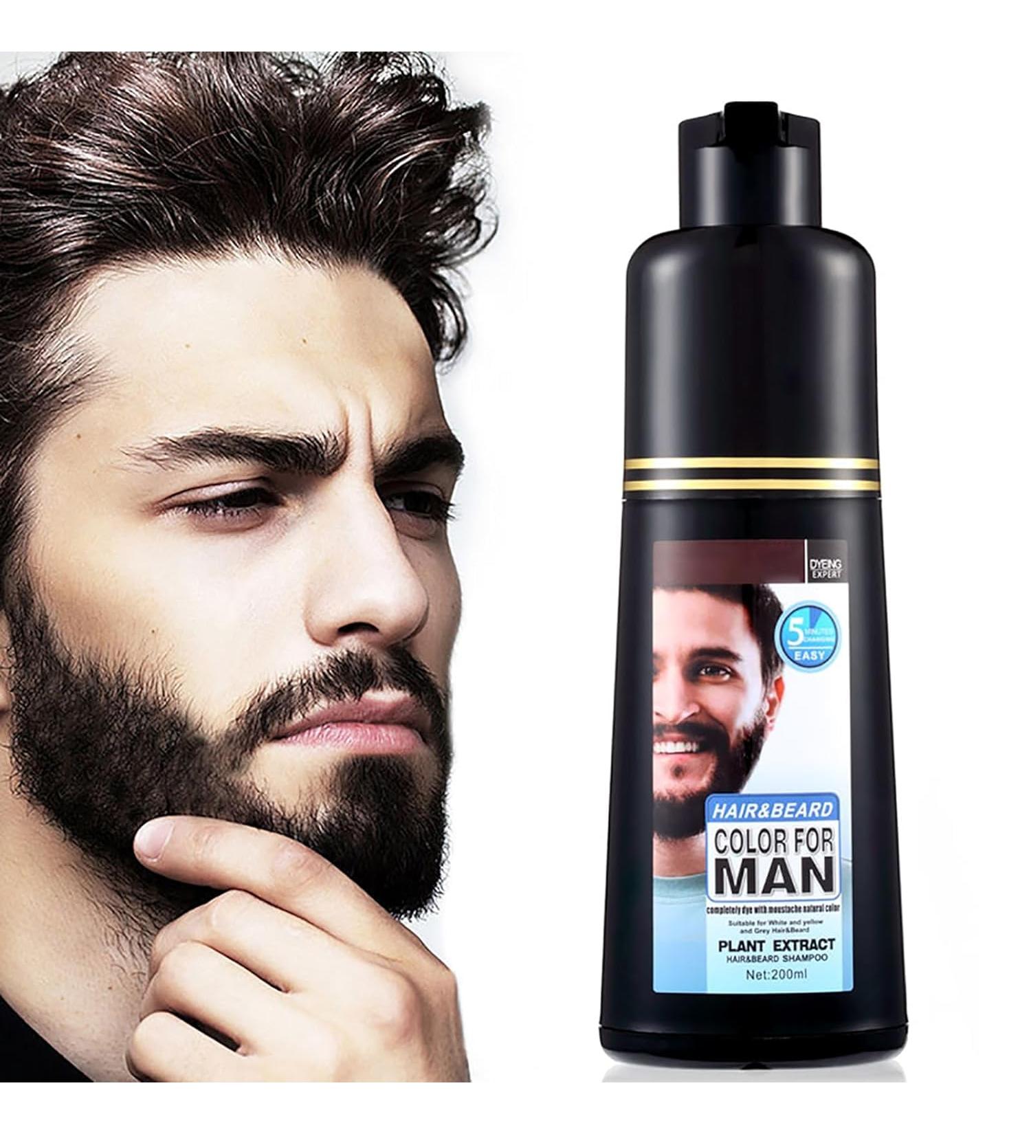 Men Mustache & Beard Dye for Gray Hair to Black Beard Dye for Men Black in 5 Minutes for Easy Application Natural Black Beard Color & Hair Dye Shampoo for Facial Gray Hair Coverage 200ml. - Buy Online on GoSupps.com