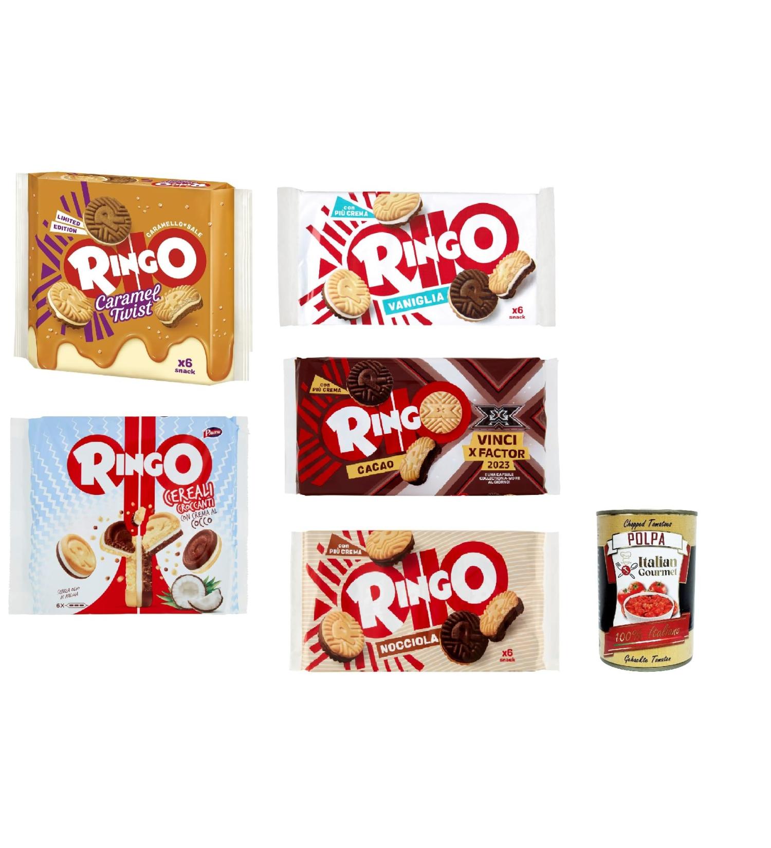  Italian Gourmet E.R. Ringo Vanilla Cocoa Cereals Caramel Hazelnut 330g Bags for Cocoa and Vanilla Cookies + Italian Gourmet Pulp 400g Pack of 5 - Buy Online on GoSupps.com