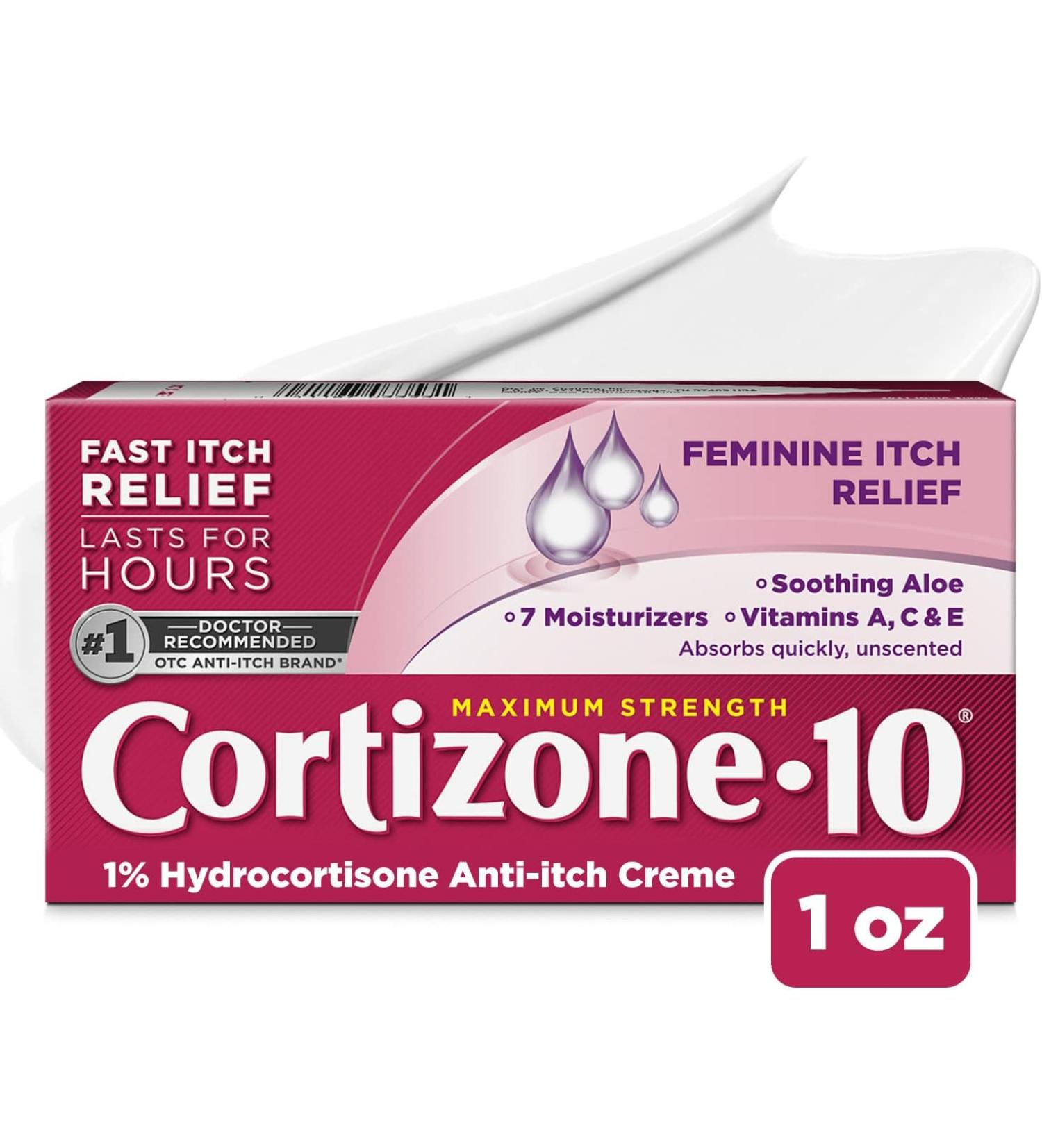 Cortizone-10 Maximum Strength Feminine Relief Anti-Itch Creme 1 oz - Soothing Itch Relief for Women - Buy Online on GoSupps.com
