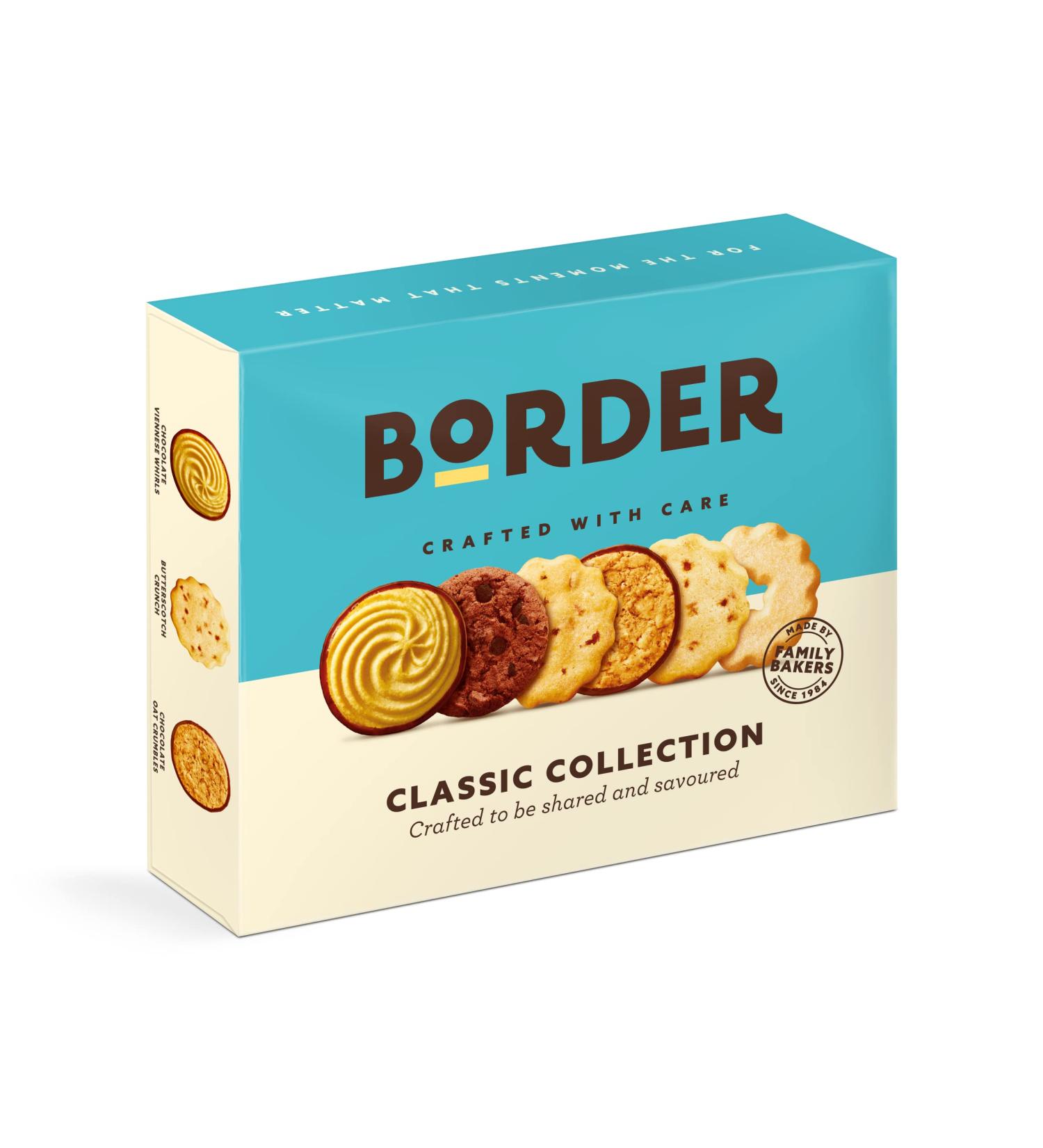 Border Biscuits - Classic Collection - Crafted with Care - Includes Viennese Whirls Butterscotch Crunch Shortbread Rings & Much More - Perfect Biscuit - Classic Gift Box - 400g - Buy Online on GoSupps.com