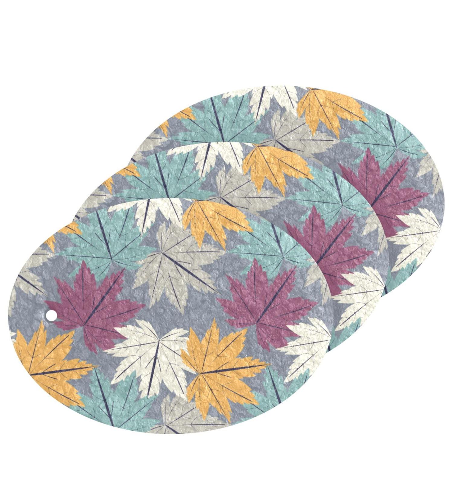 3-Pack Cleaning Kitchen Sponges Oval Colorful Maple Leaves Kitchen Cellulose Dishwashing Wood Pulp Cotton - Buy Online on GoSupps.com