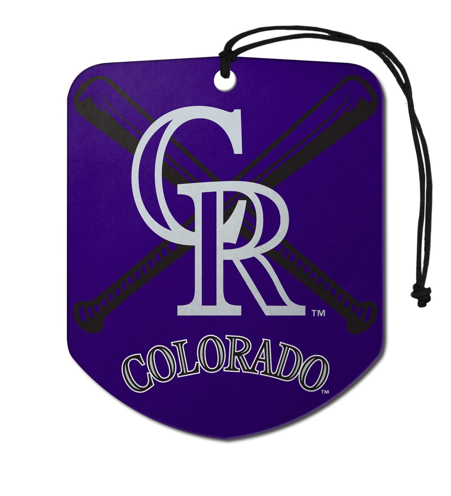 FANMATS 61547 MLB Colorado Rockies Hanging Car Air Freshener, 2 Pack, Black Ice Scent, Odor Eliminator, Shield Design with Team Logo