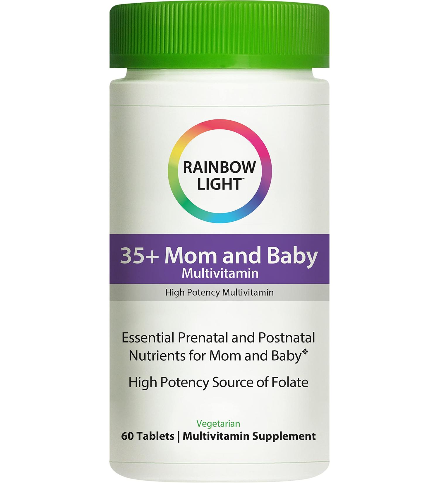 Rainbow Light 35+ Mom & Baby Multivitamin - Daily Pre & Postnatal Support with Folate, Choline & B Vitamins | 60 Vegetarian Tablets - Buy Online on GoSupps.com