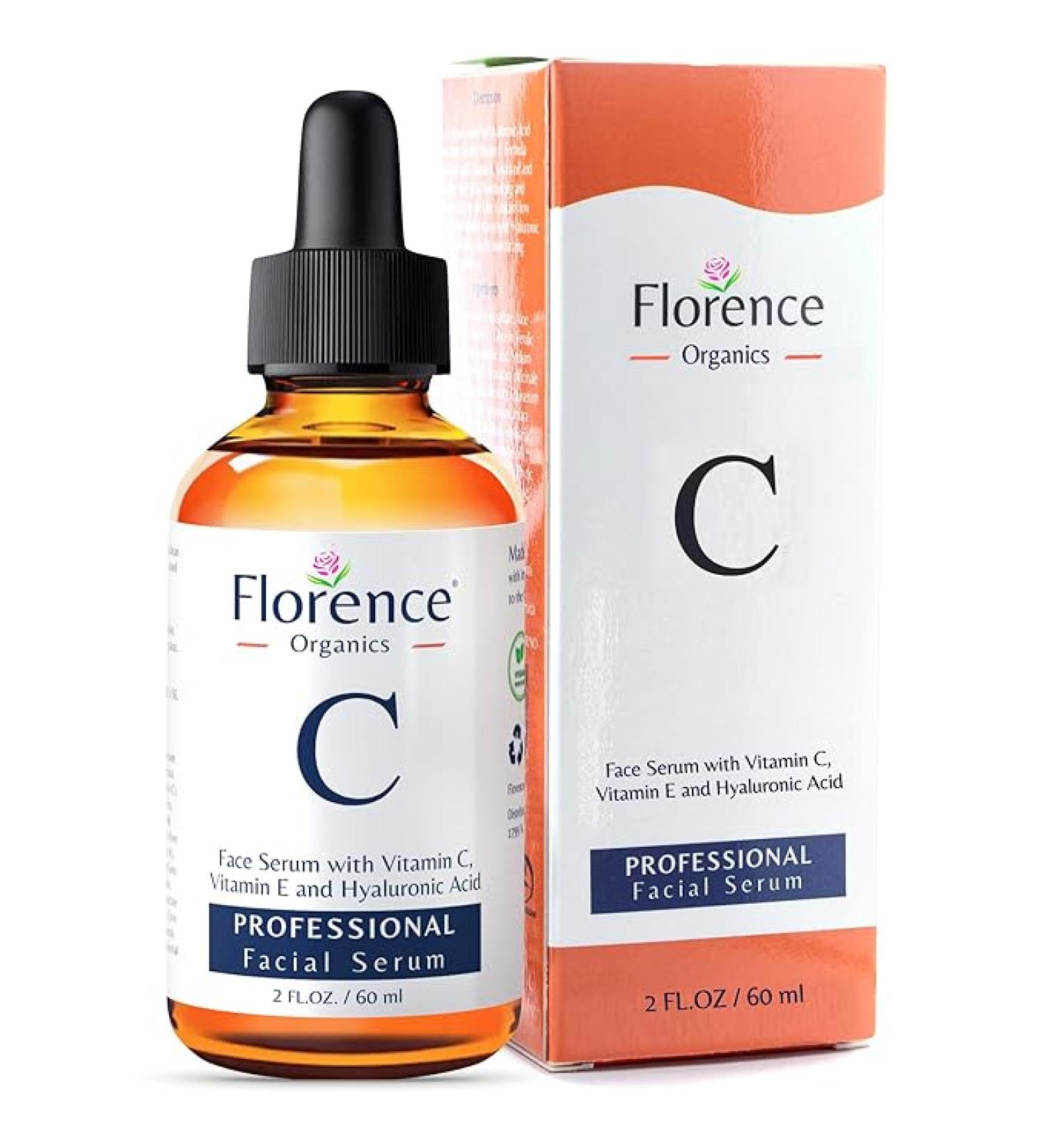 2oz. Organic Vitamin C Serum & Hyaluronic Acid for Face, Neck, Eyes - Brighten and Hydrate Your Skin - Buy Online on GoSupps.com
