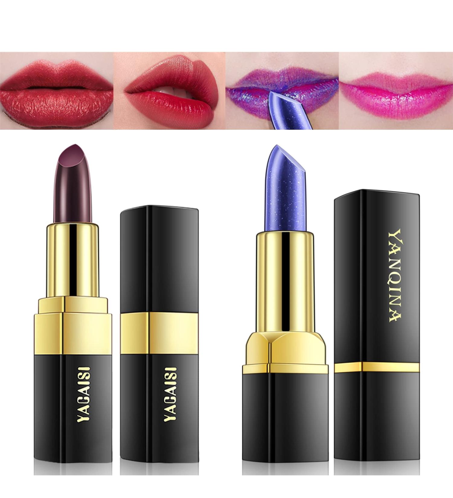 MEICOLY Magic Color Changing Lipstick Set - Matte Black Shimmer Blue | Nutritious Tinted Lip Balm for Women | Halloween Makeup | Moisturizing Lazy Lipstick - Buy Online on GoSupps.com