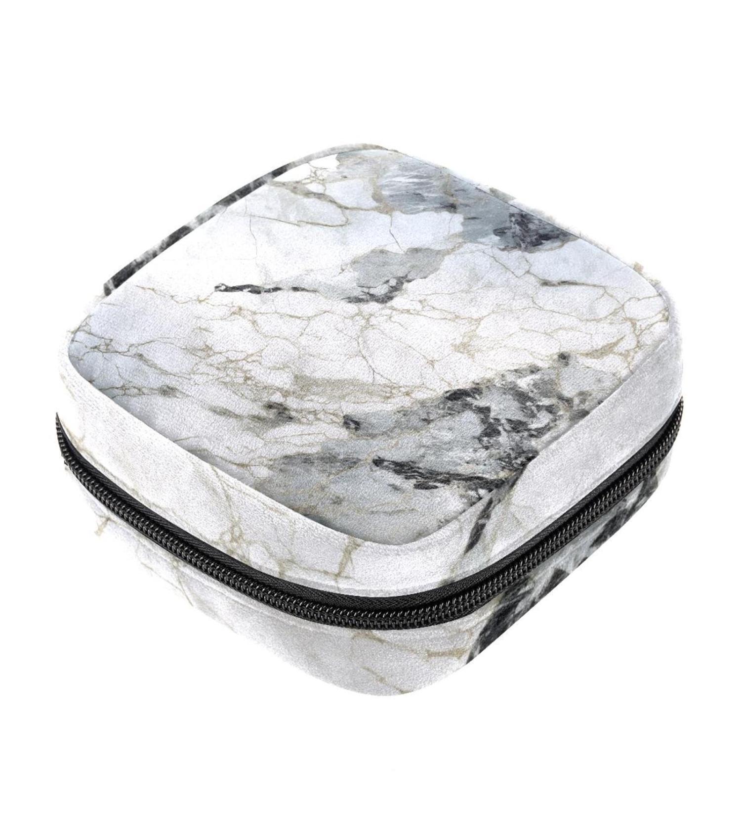 Multicoloured Marble Sanitary Napkin Storage Bag | Portable Menstrual Pad & Cup Pouch for Women and Teens - 04 - Buy Online on GoSupps.com
