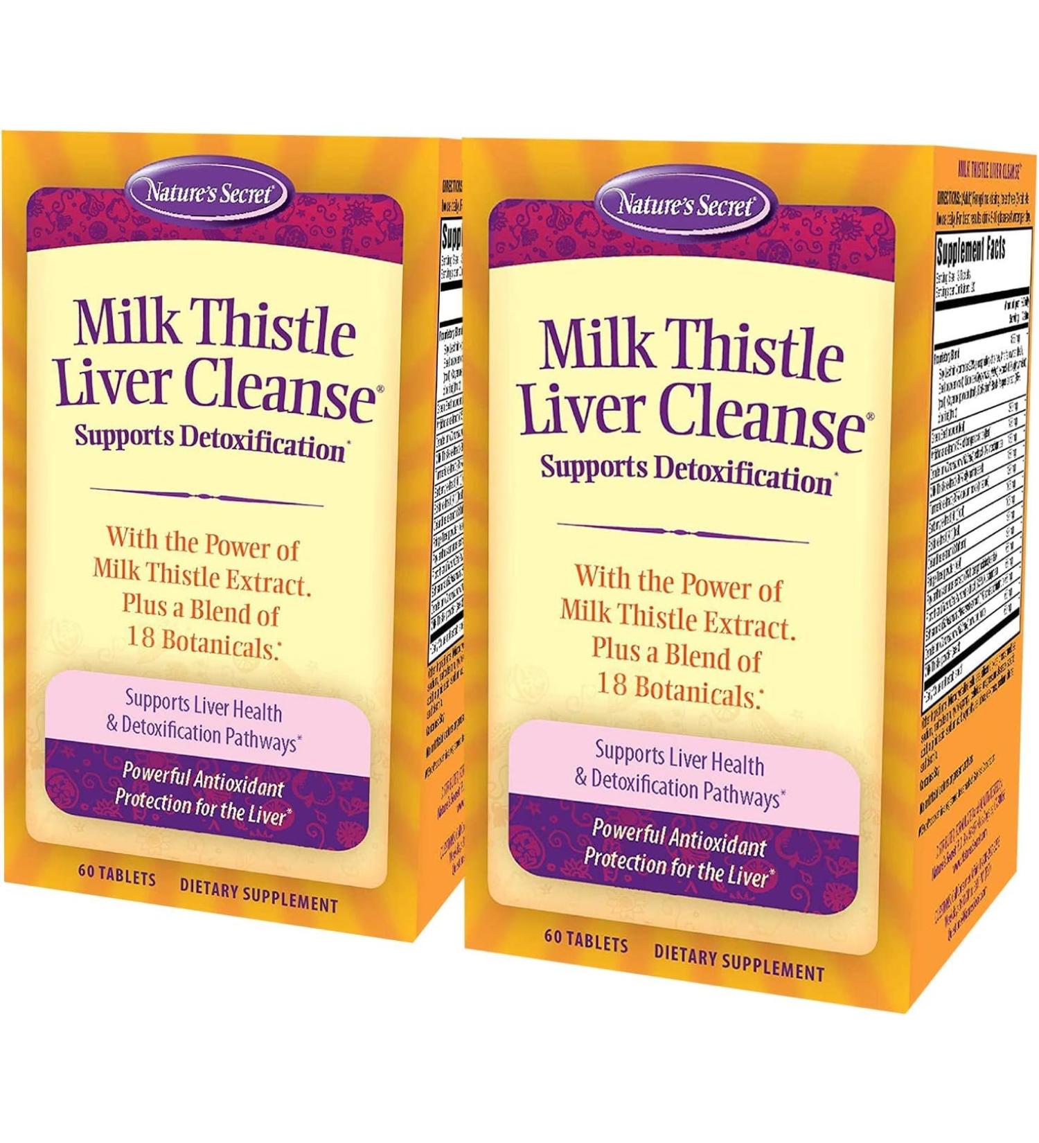 Nature's Secret Milk Thistle Liver Cleanse - Supports Healthy Liver Function & Detoxification -18 Botanical Blend Turmeric, Dandelion, Beet, & Artichoke - Natural Powerful Antioxidant (Pack of 2) - Buy Online on GoSupps.com