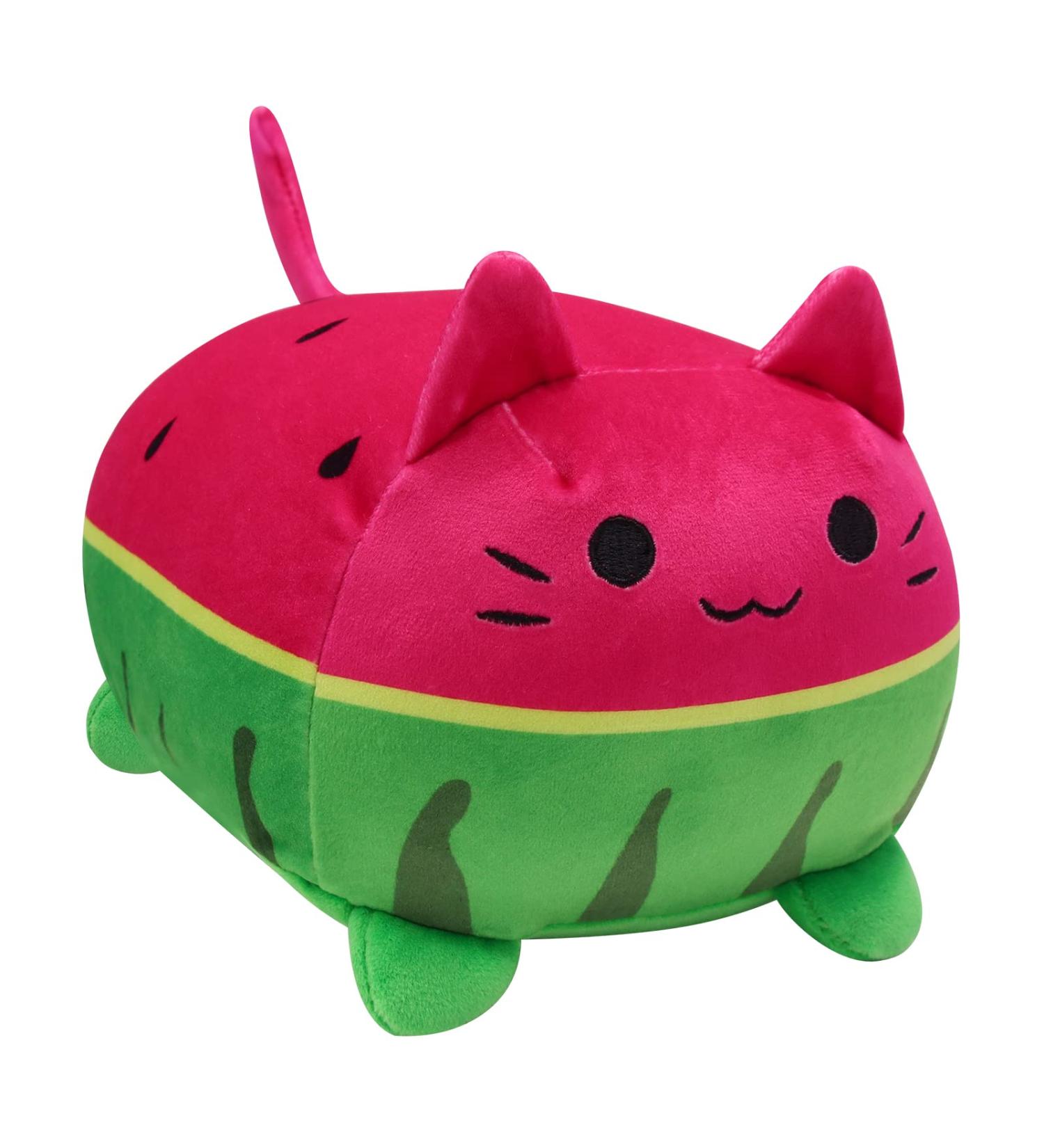 Desdfcer Plush Cat Pillow - 3D Kawaii Watermelon Cat Toy for All Ages - Cute 8in Plushies for Cat Lovers - Buy Online on GoSupps.com