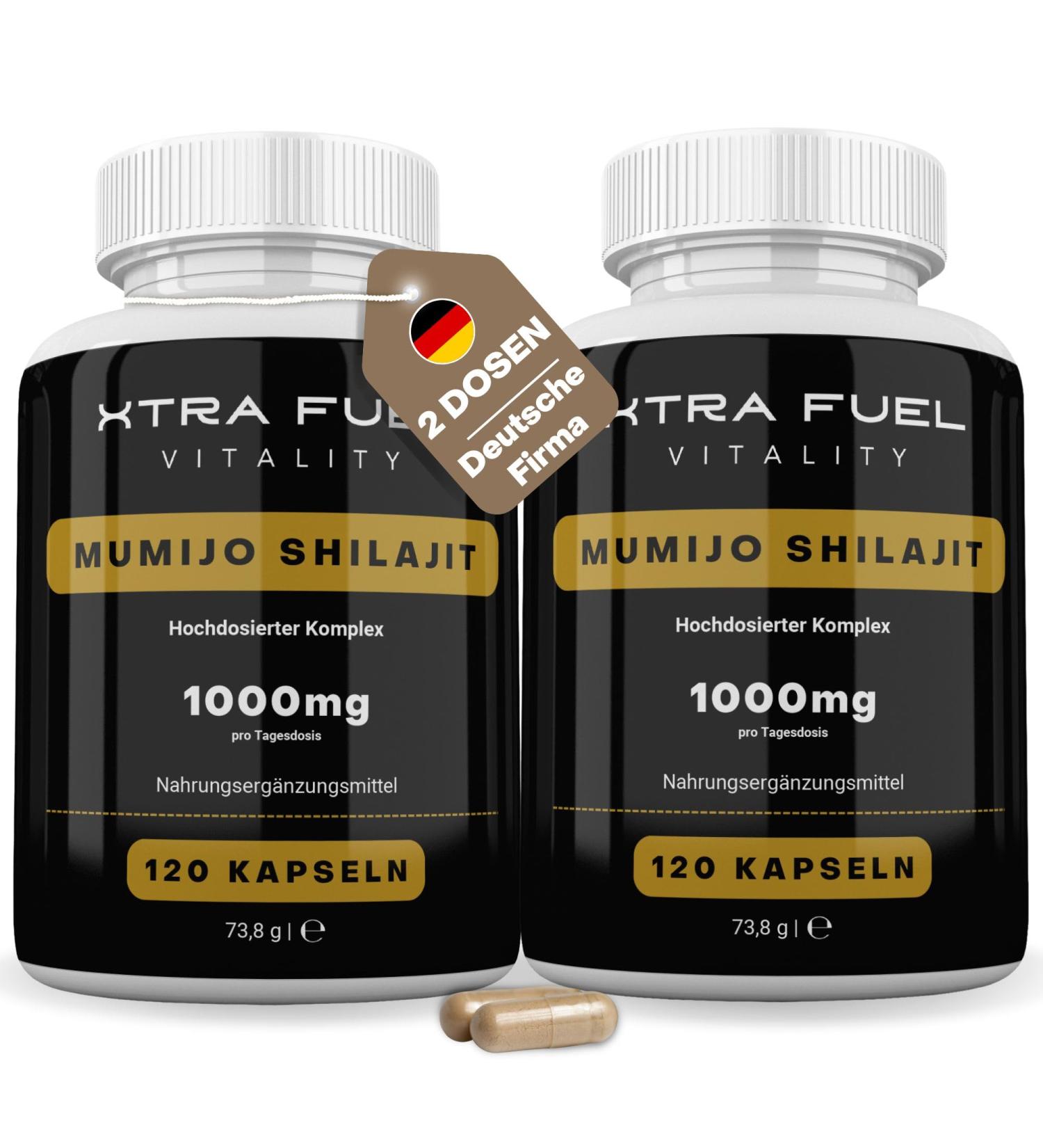High-Dose Shilajit Capsules 1000mg - 120 Vegan Capsules - Natural Mumijo Extract - Mineral Rich Humic Acid & Fulvic Acid - International Shipping Available - Buy Online on GoSupps.com