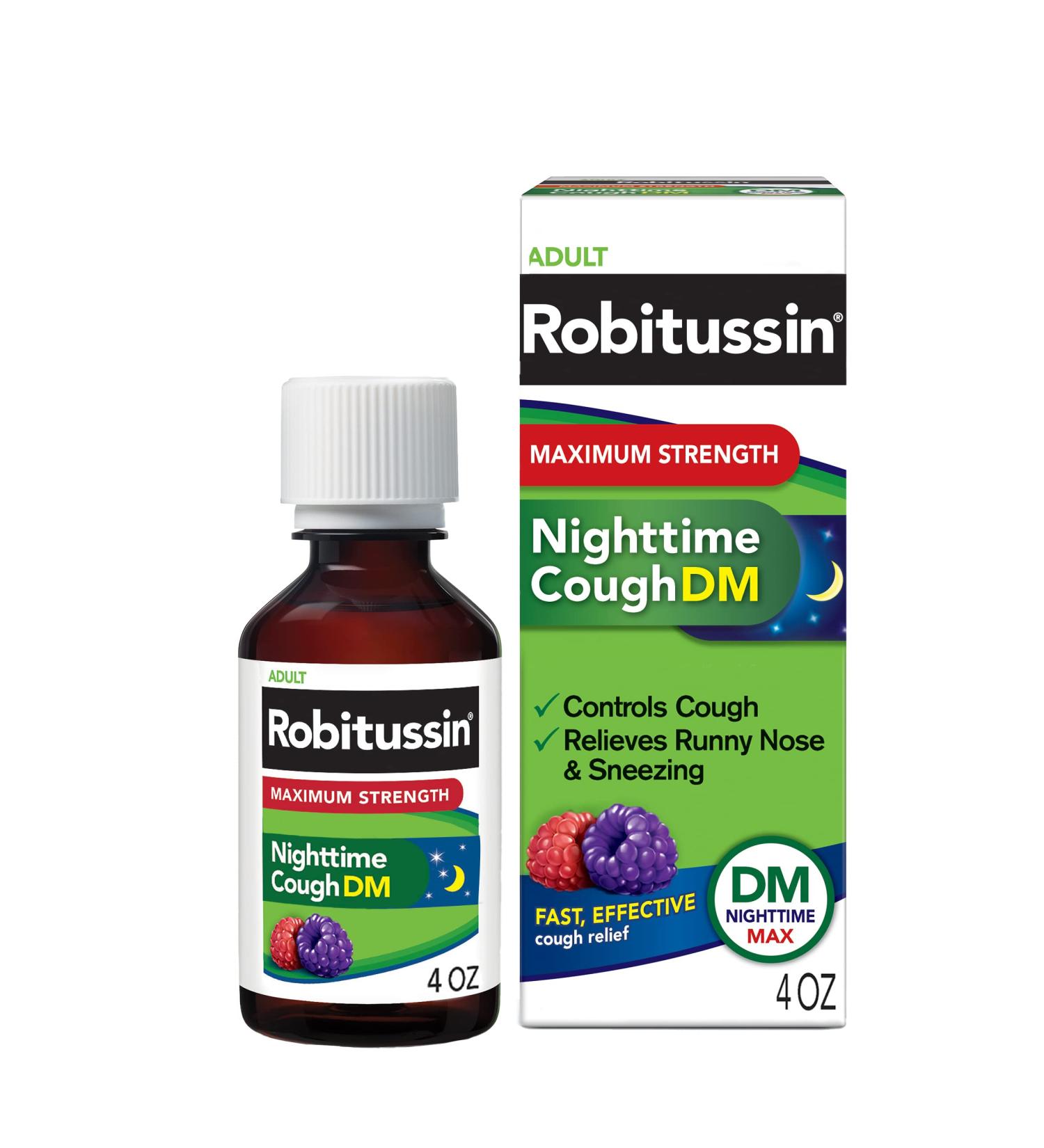 Robitussin Maximum Strength Nighttime Cough DM - Berry Flavor - 4 Fl Oz - Buy Online on GoSupps.com