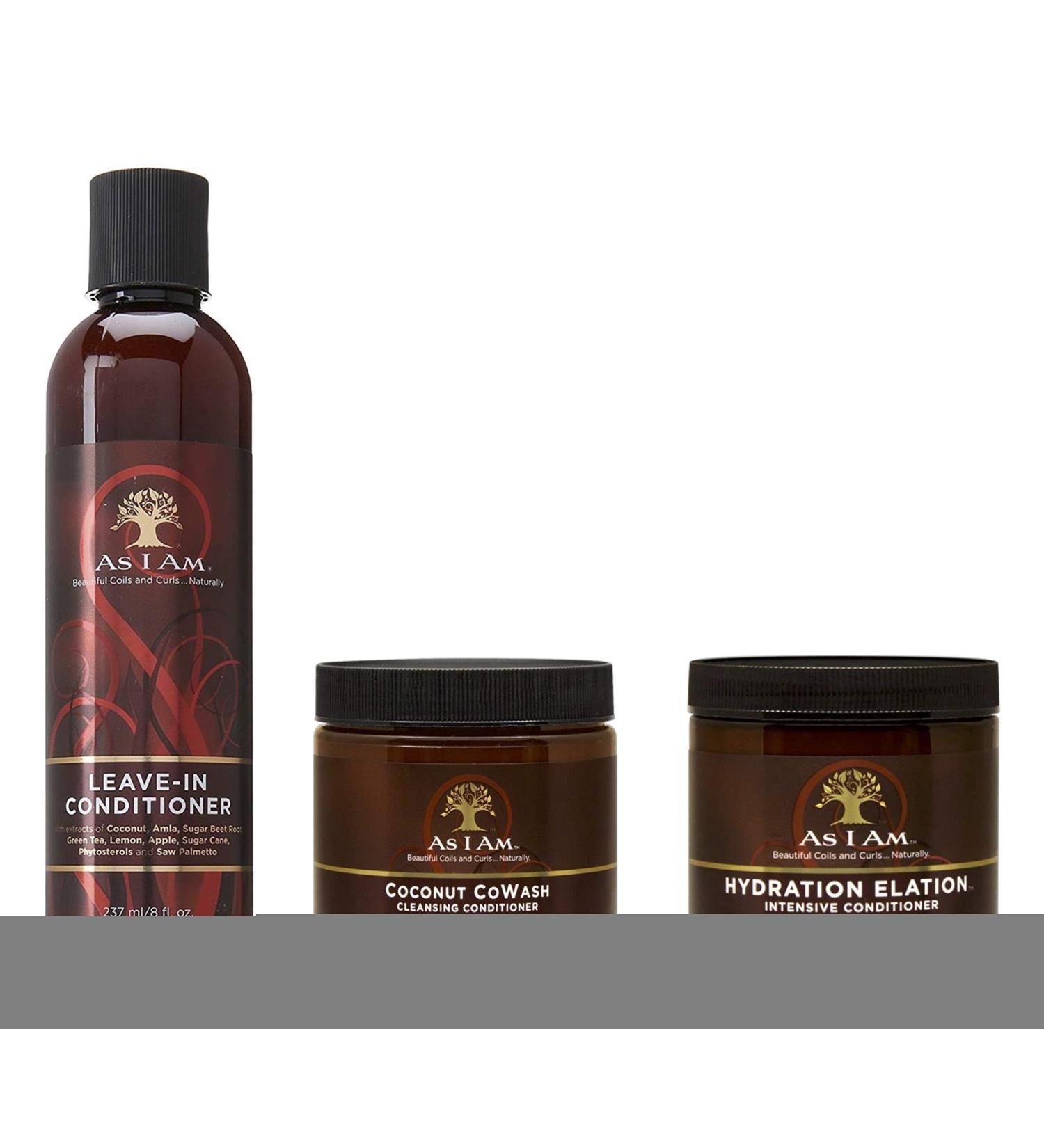 As I Am Naturally | Co-Wash with Coconut 454 g | Leave-In Conditioner 237 ml | Hydration Elation Intensive Conditioner 227 g | Set of 3