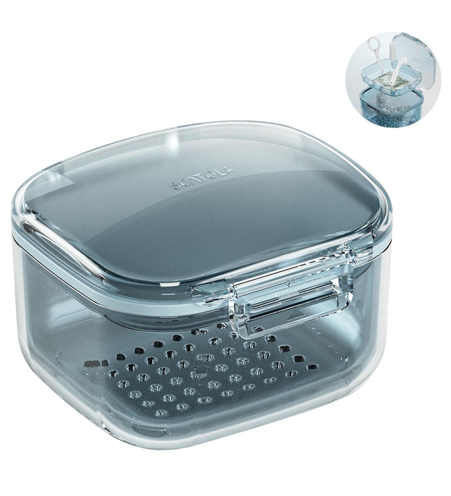 Multi-Purpose Prosthesis Bath Box & Cleaning Case - Portable Retainer Storage with Sieve Basket for Travel - Buy Online on GoSupps.com